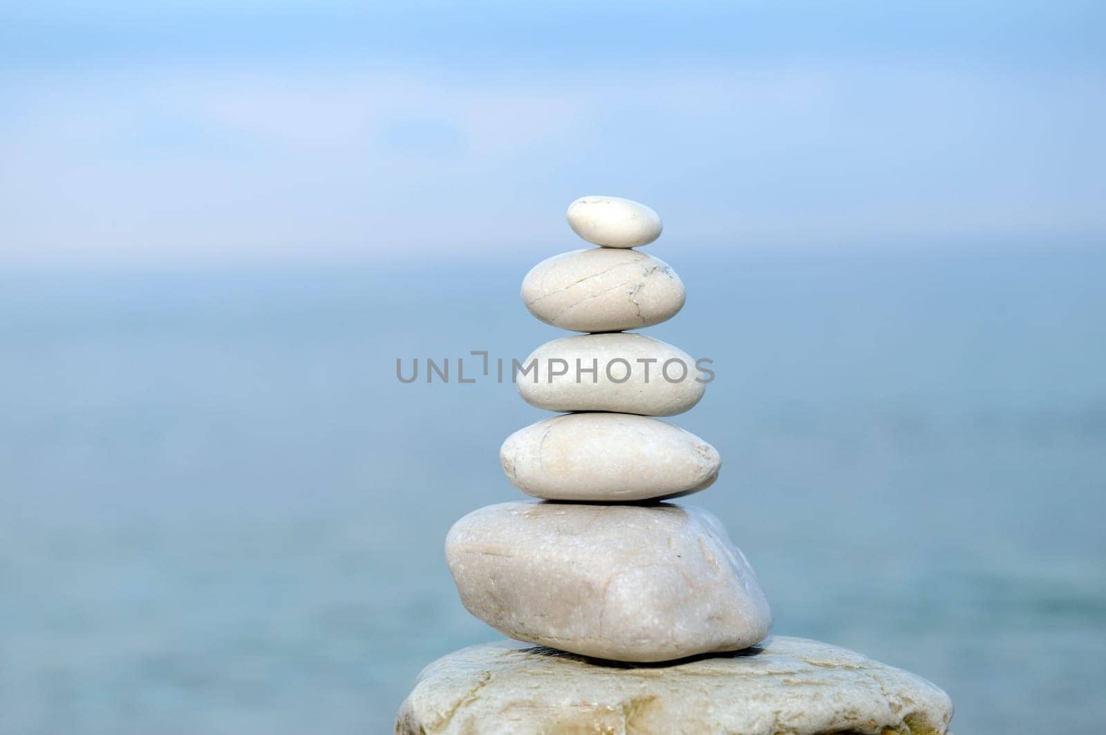 Stacked stones by the sea
