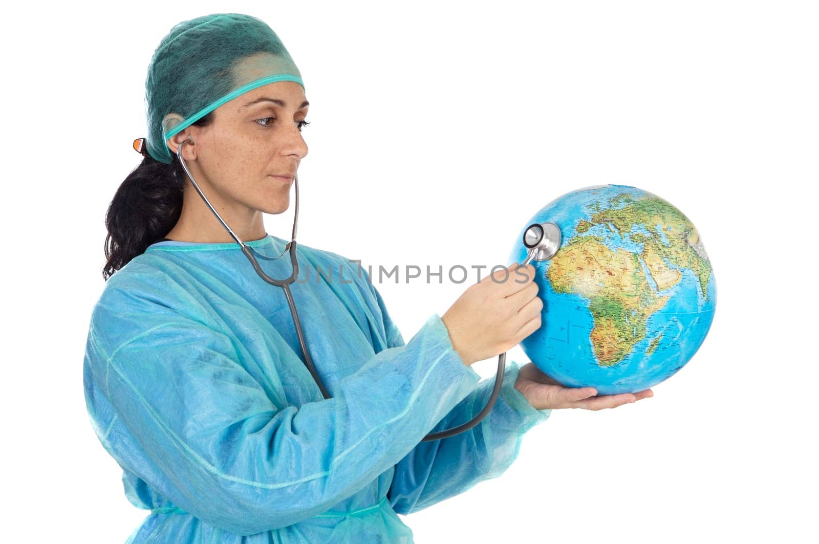 curing the ill world over a white background