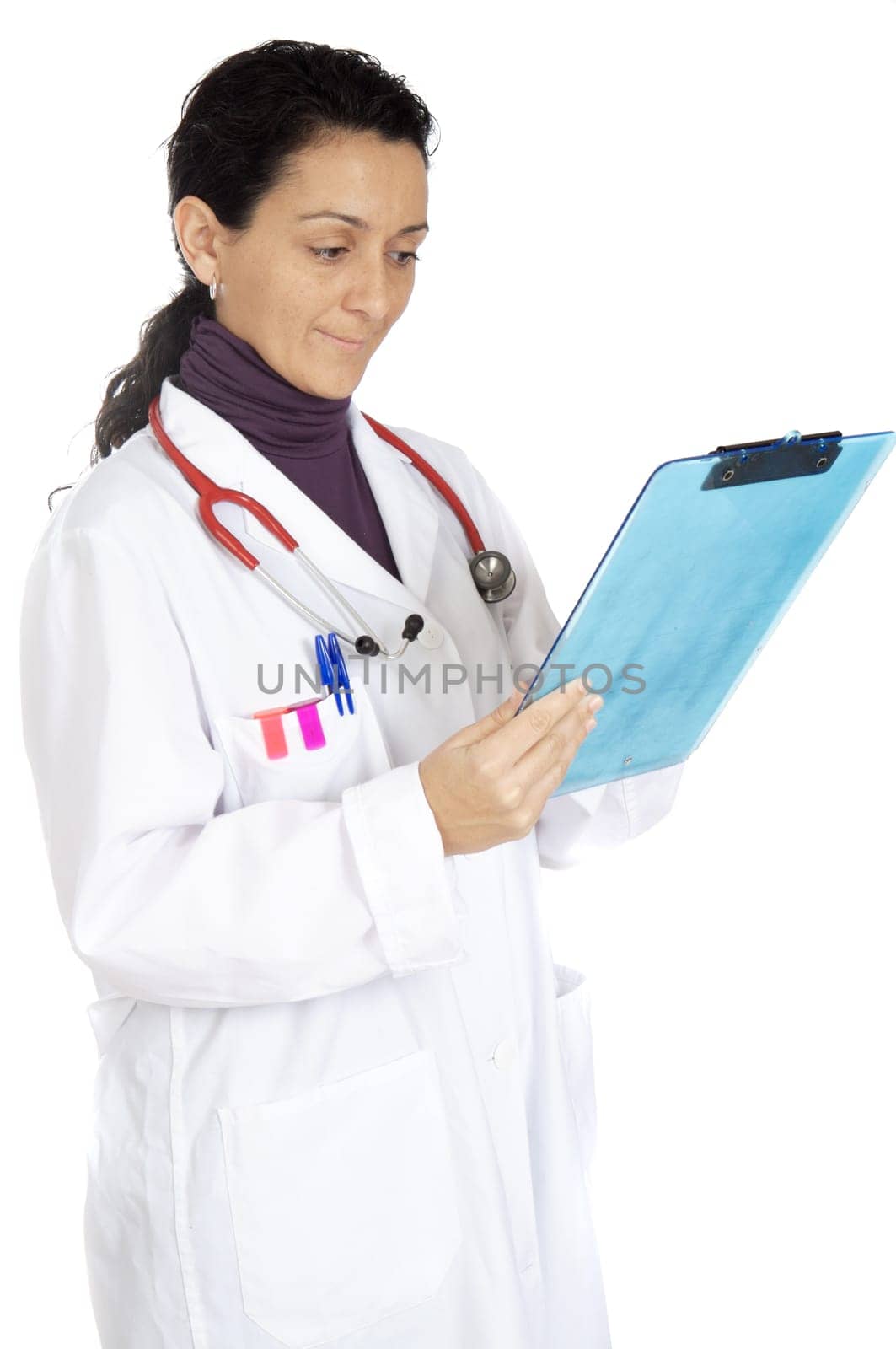attractive lady doctor over a white background