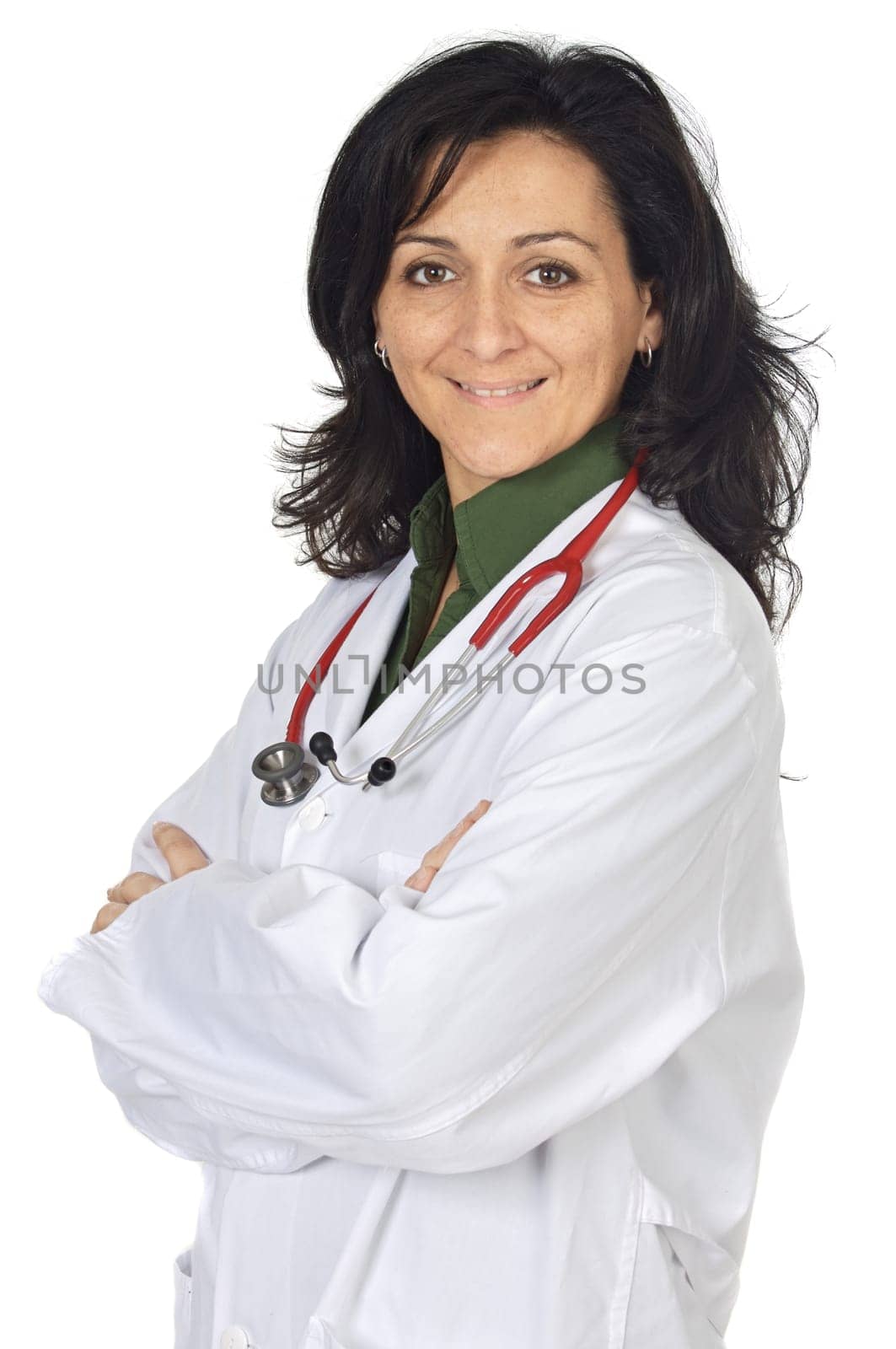 Attractive lady doctor over a white background