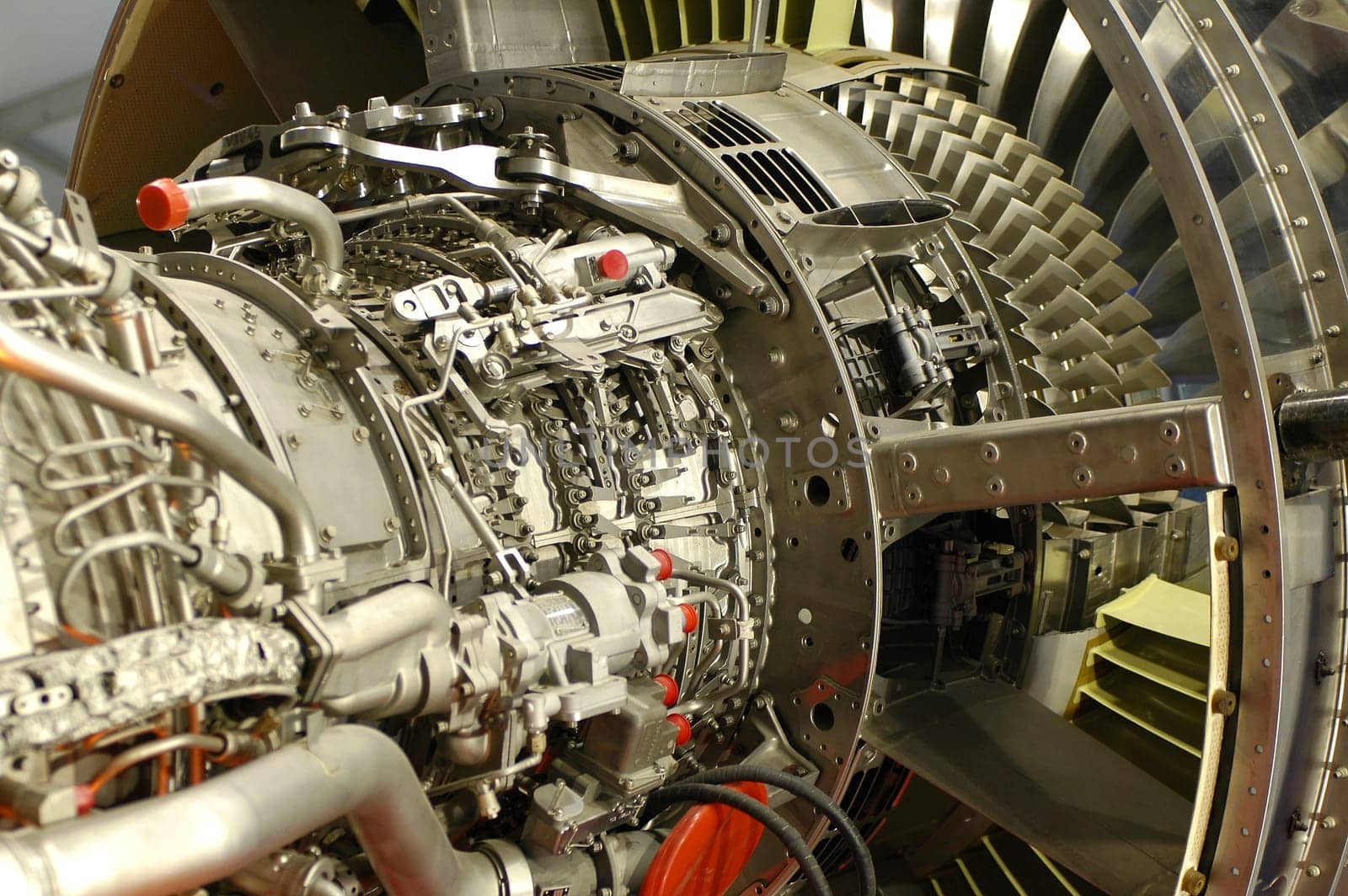 detail of a powerful commercial jet engine