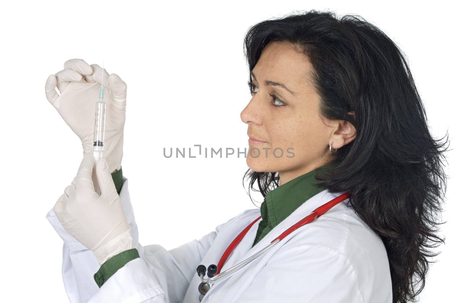 attractive lady doctor over a white background