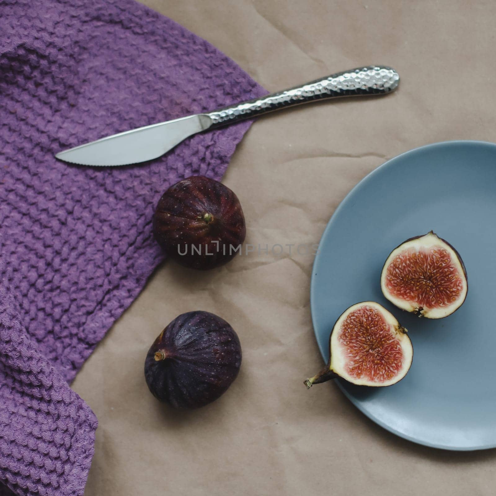 Rustic still life with fresh ripe figs. High quality photo