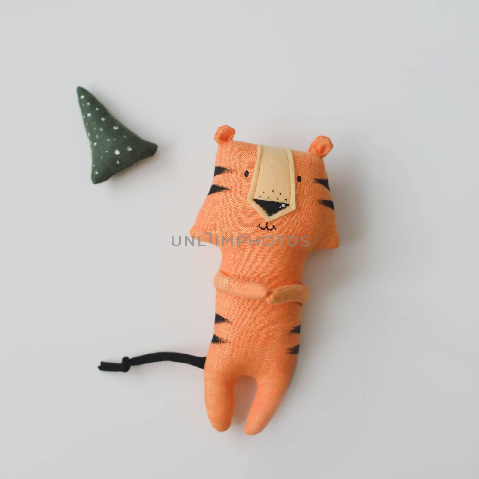 cute soft toy tiger - symbol of 2022, oriental calendar concept by paralisart