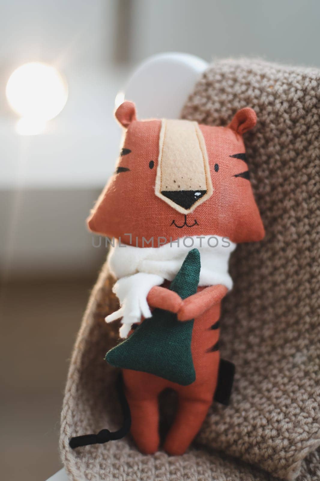 cute soft toy tiger - symbol of 2022, oriental calendar concept by paralisart