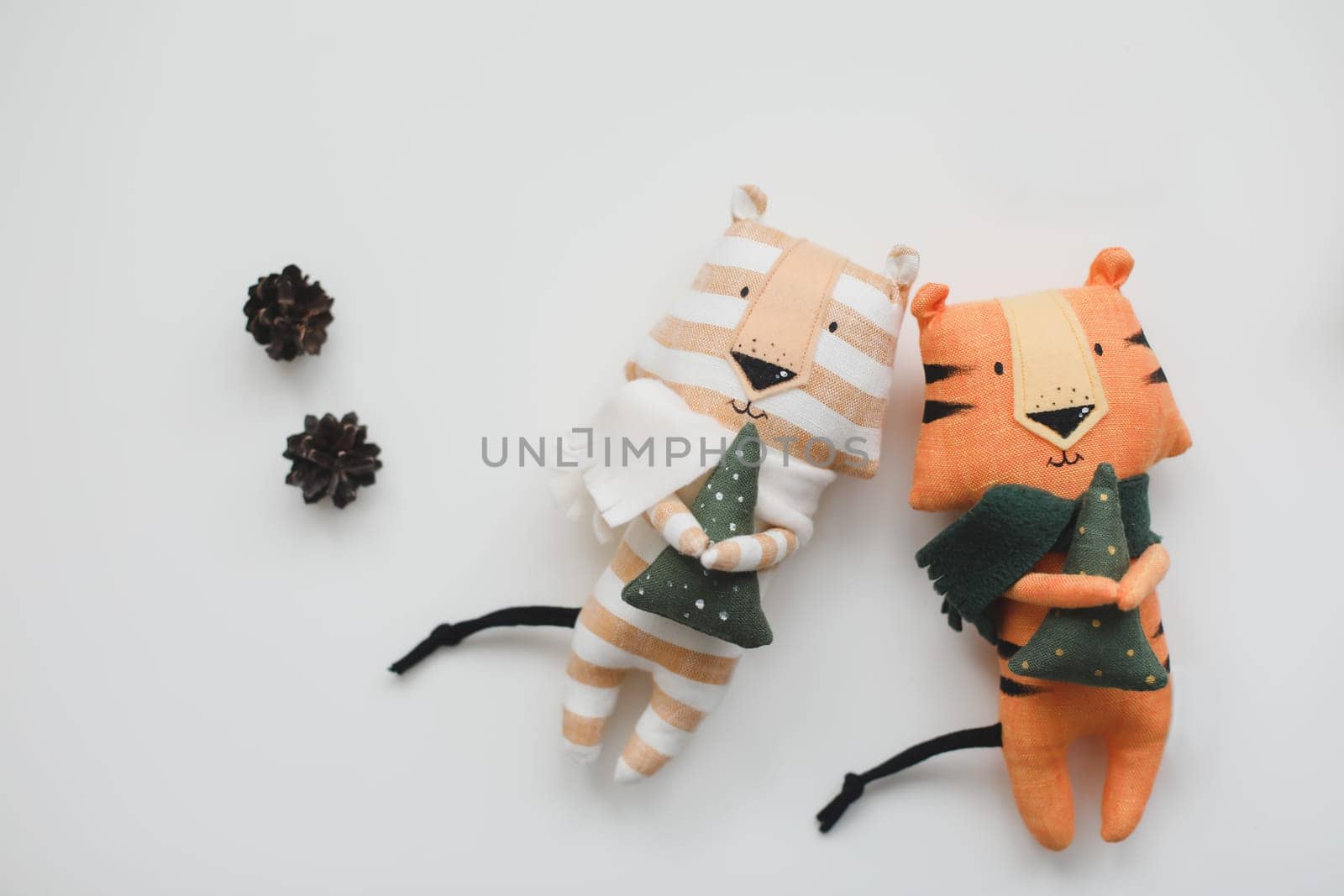 cute soft toy tiger - symbol of 2022, oriental calendar concept. High quality photo