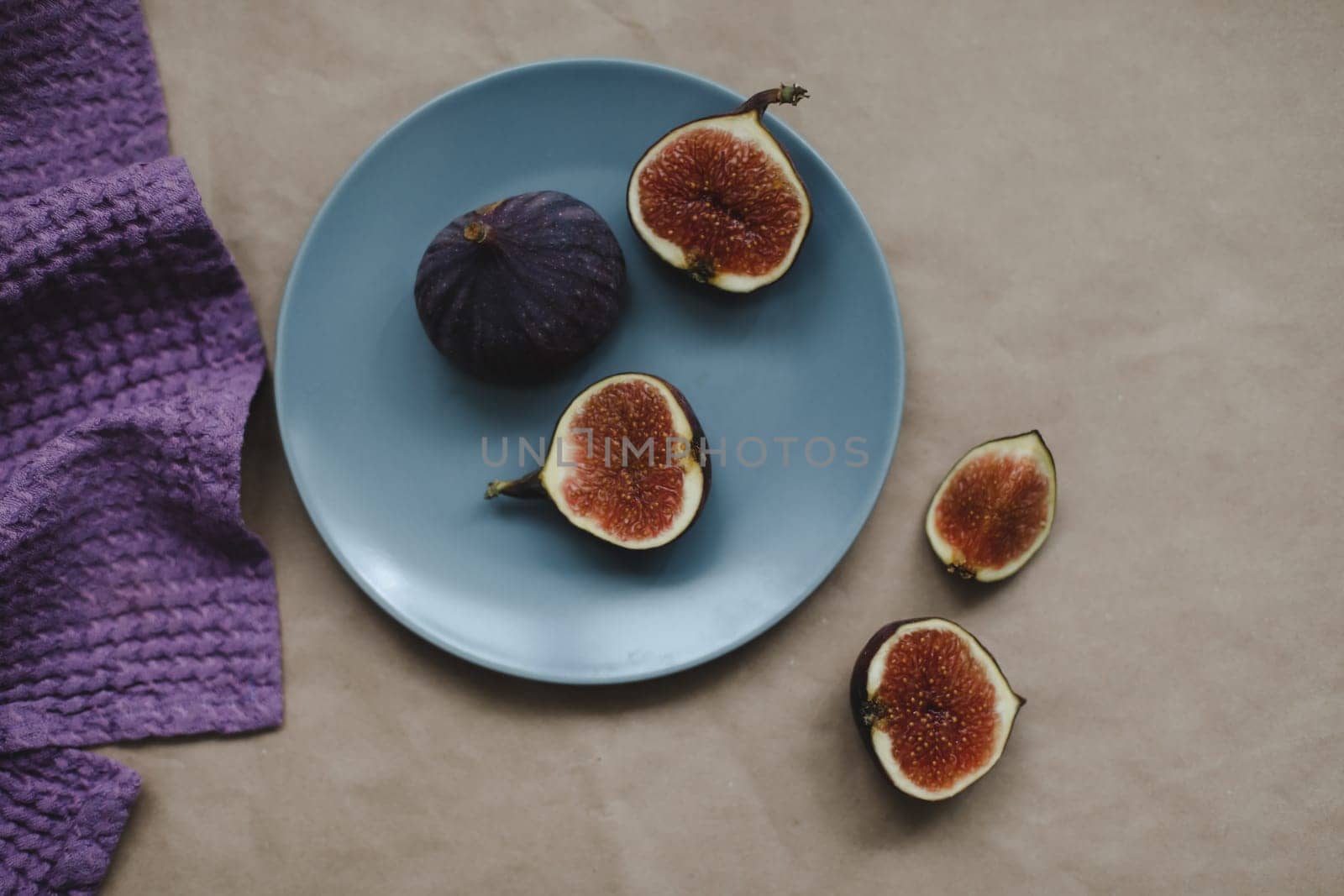 Rustic still life with fresh ripe figs. High quality photo