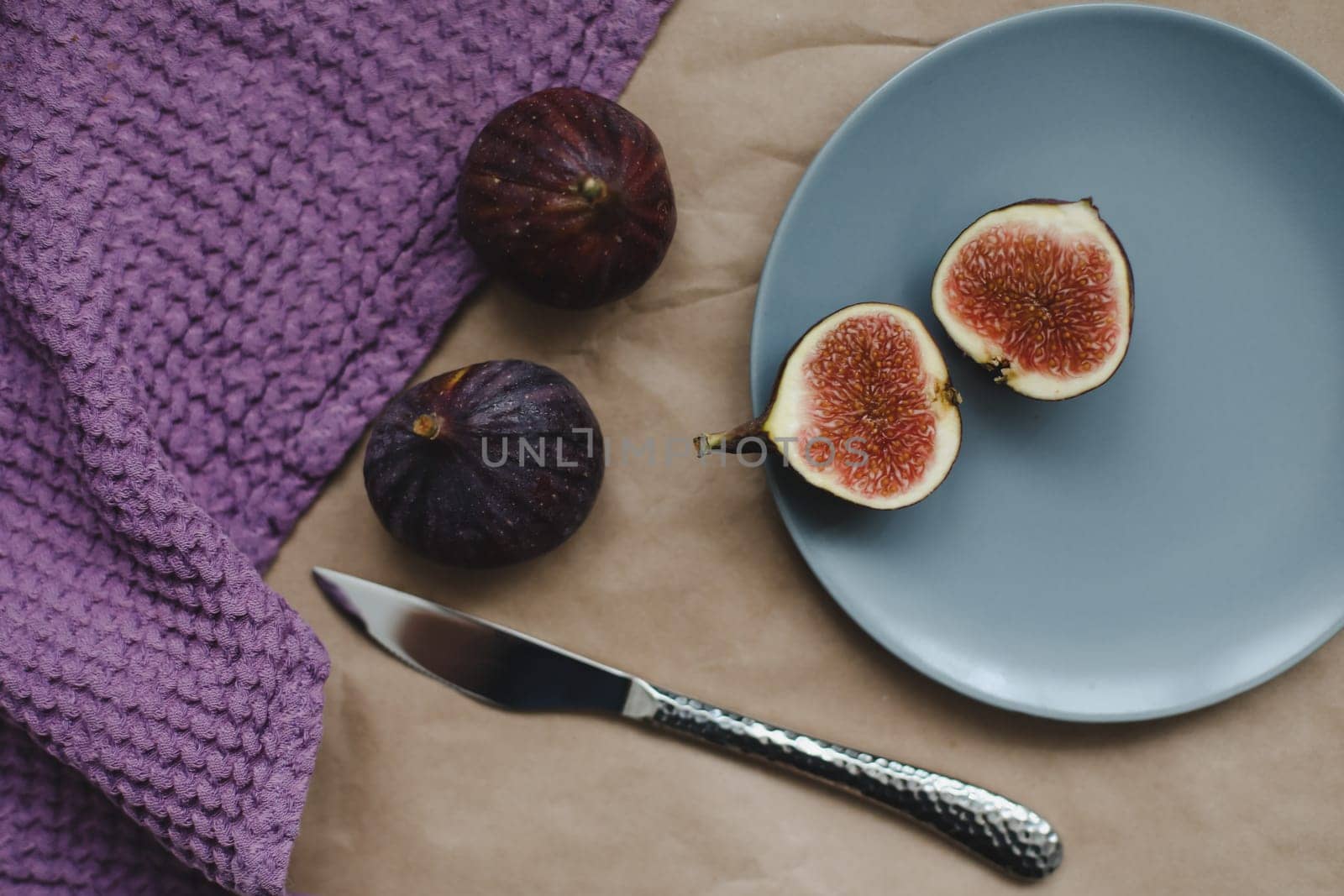 Rustic still life with fresh ripe figs. High quality photo