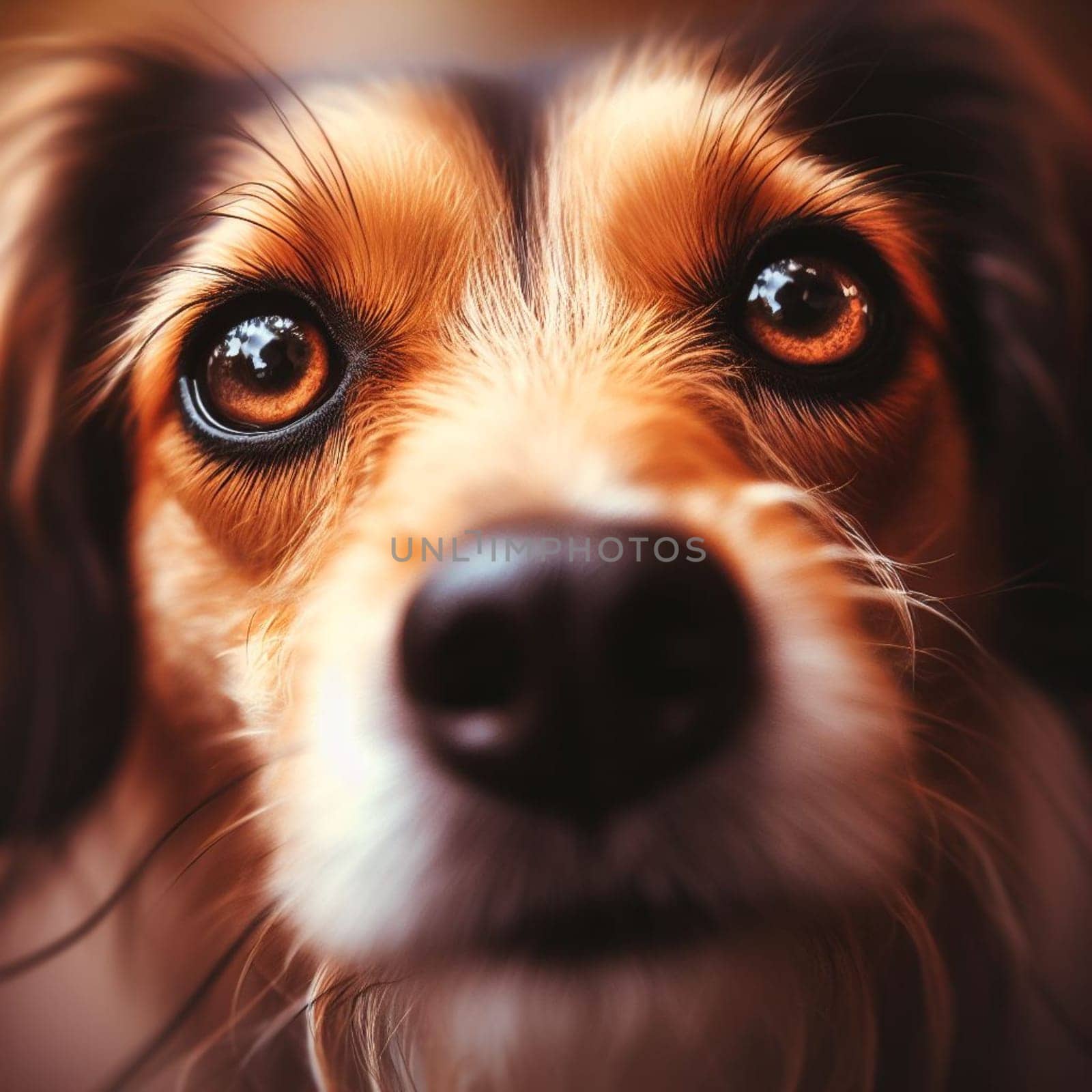 macro close up shot of dog eyes joyfull expression generative ai art