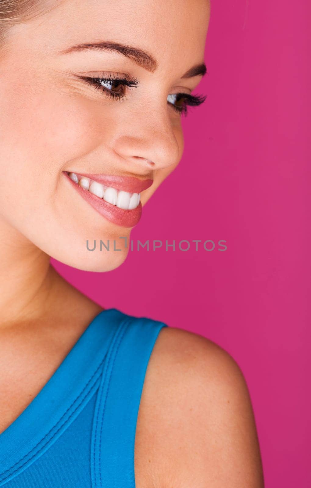 Beautiful young woman. perfect teeth smiling