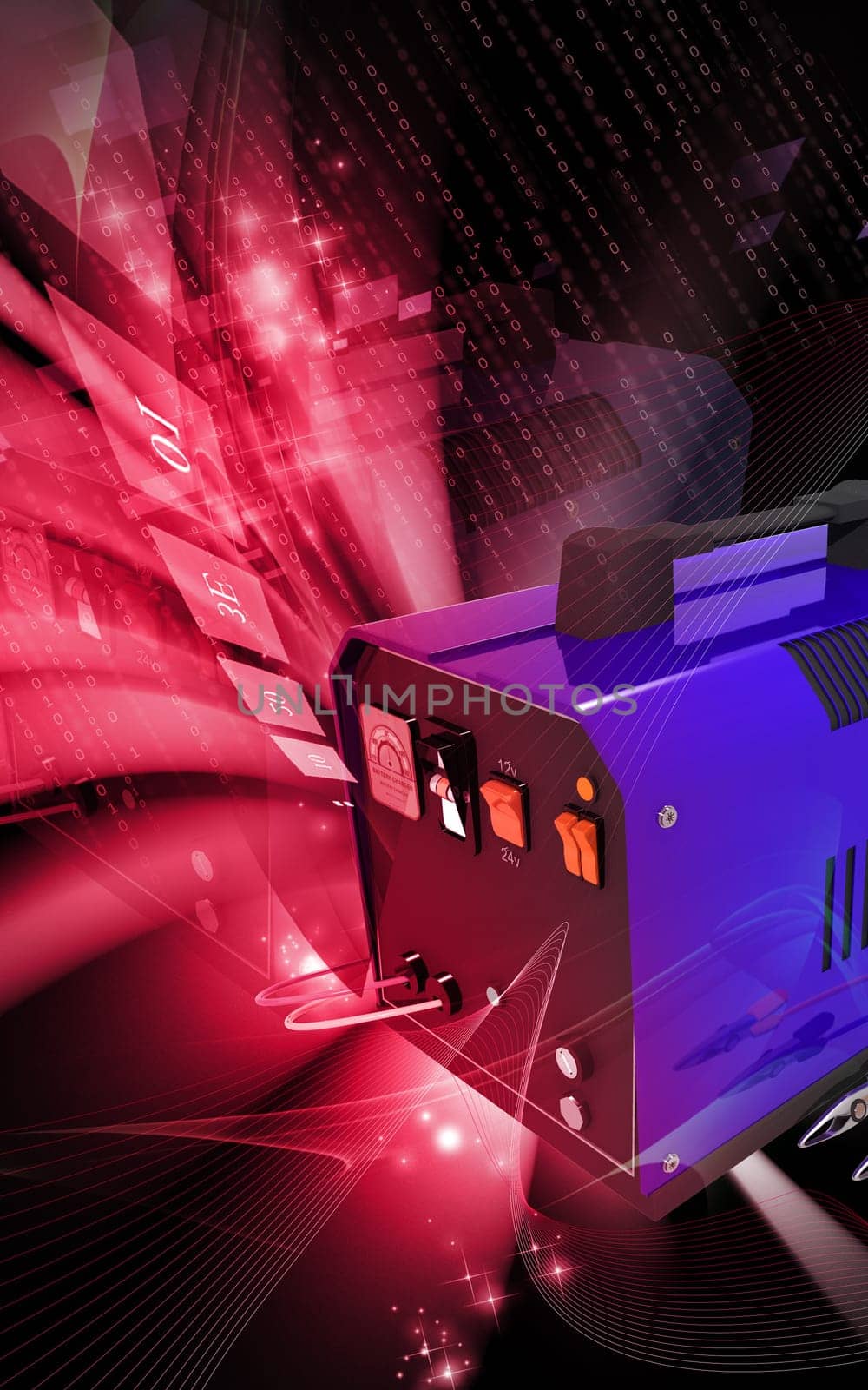 Digital illustration of Battery charger in colour background
