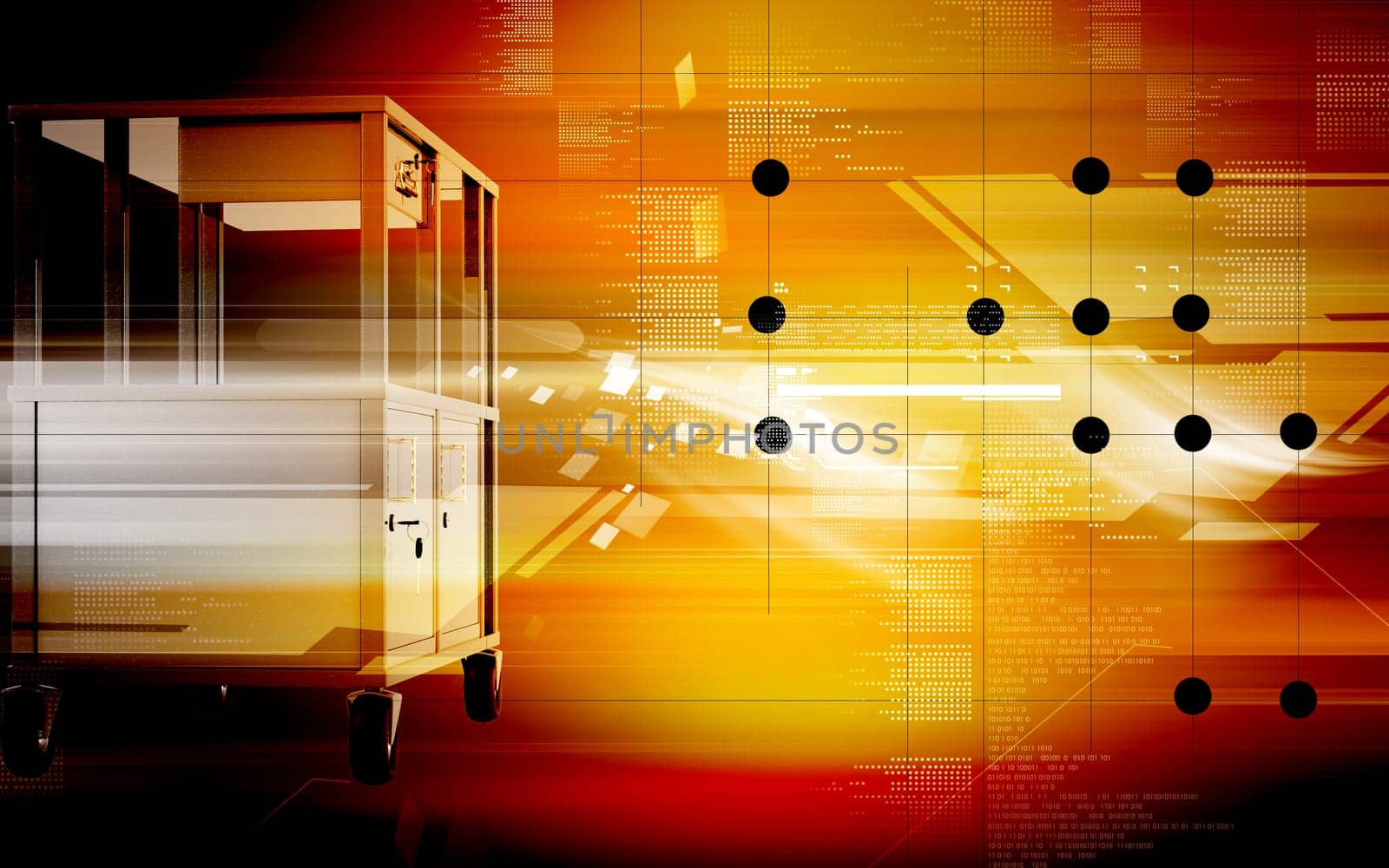 Digital illustration of cabinet in colour background