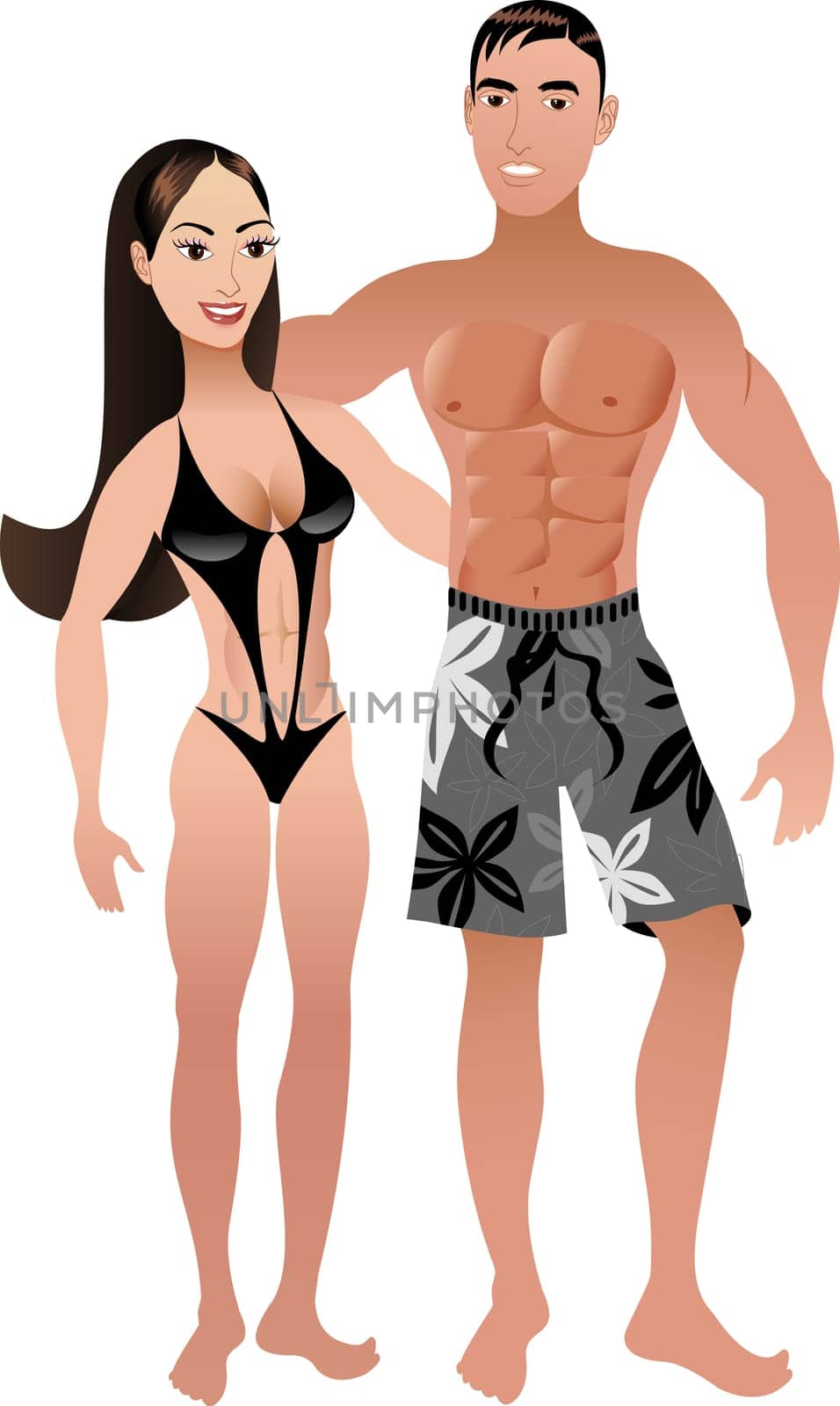 Vector Illustration. Fit Athletic Couple 2.