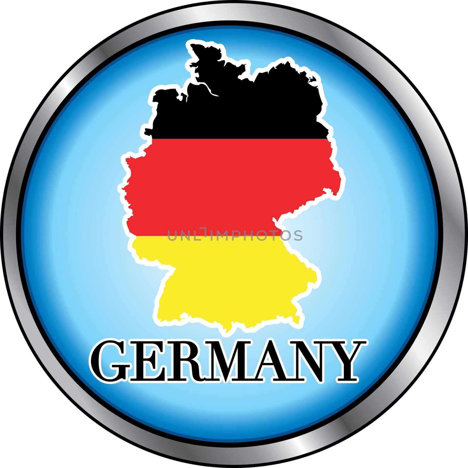 Vector Illustration for Germany, Round Button. Used Didot font.