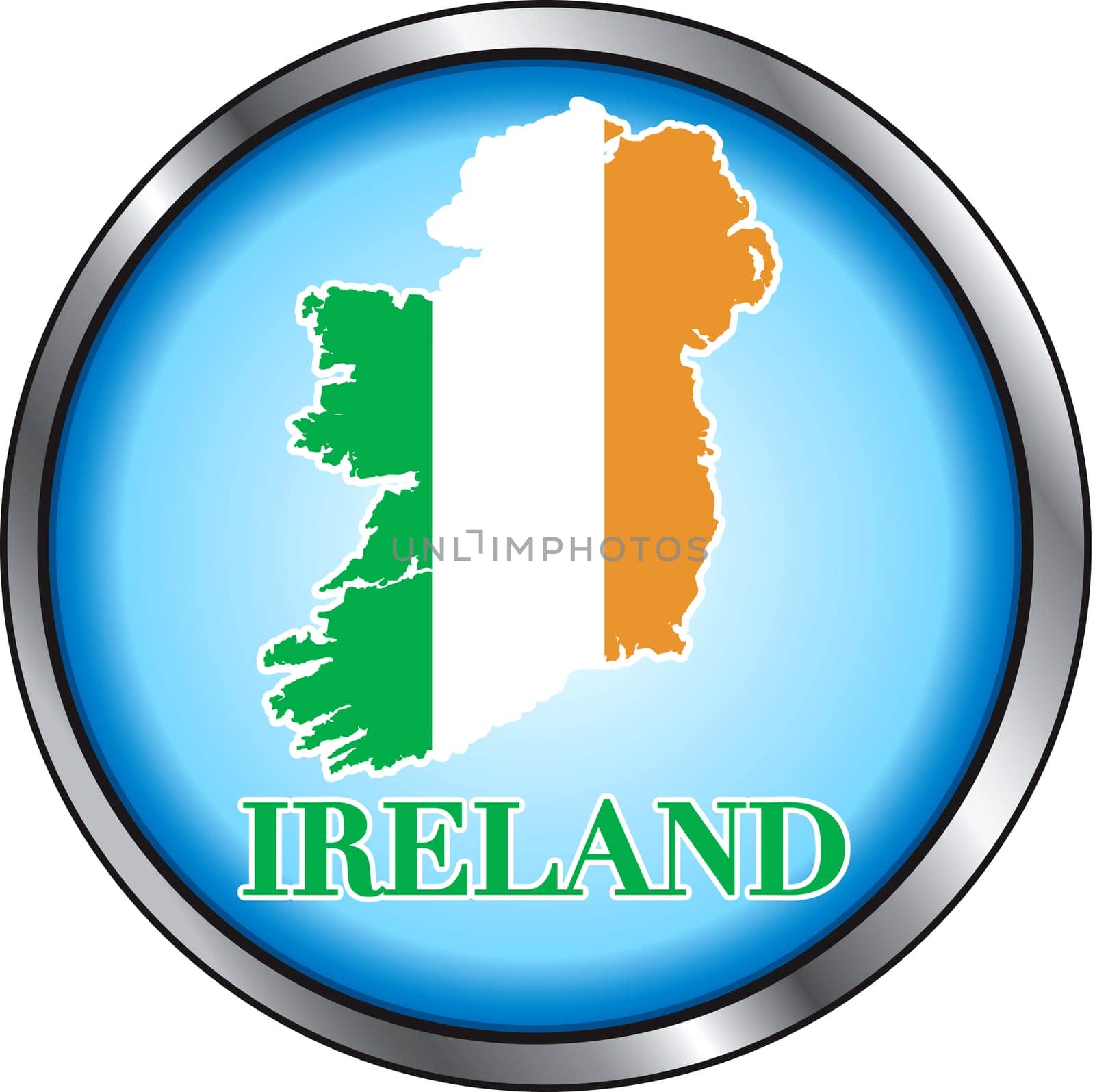 Vector Illustration for Ireland, Round Button. Used Didot font.