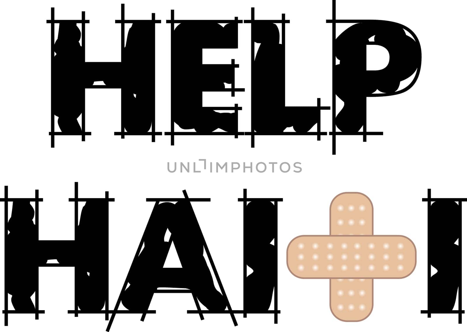 Vector Illustration to Help Haiti with a bandage to heal. Earthquake struck Haiti on January 12, 2010.