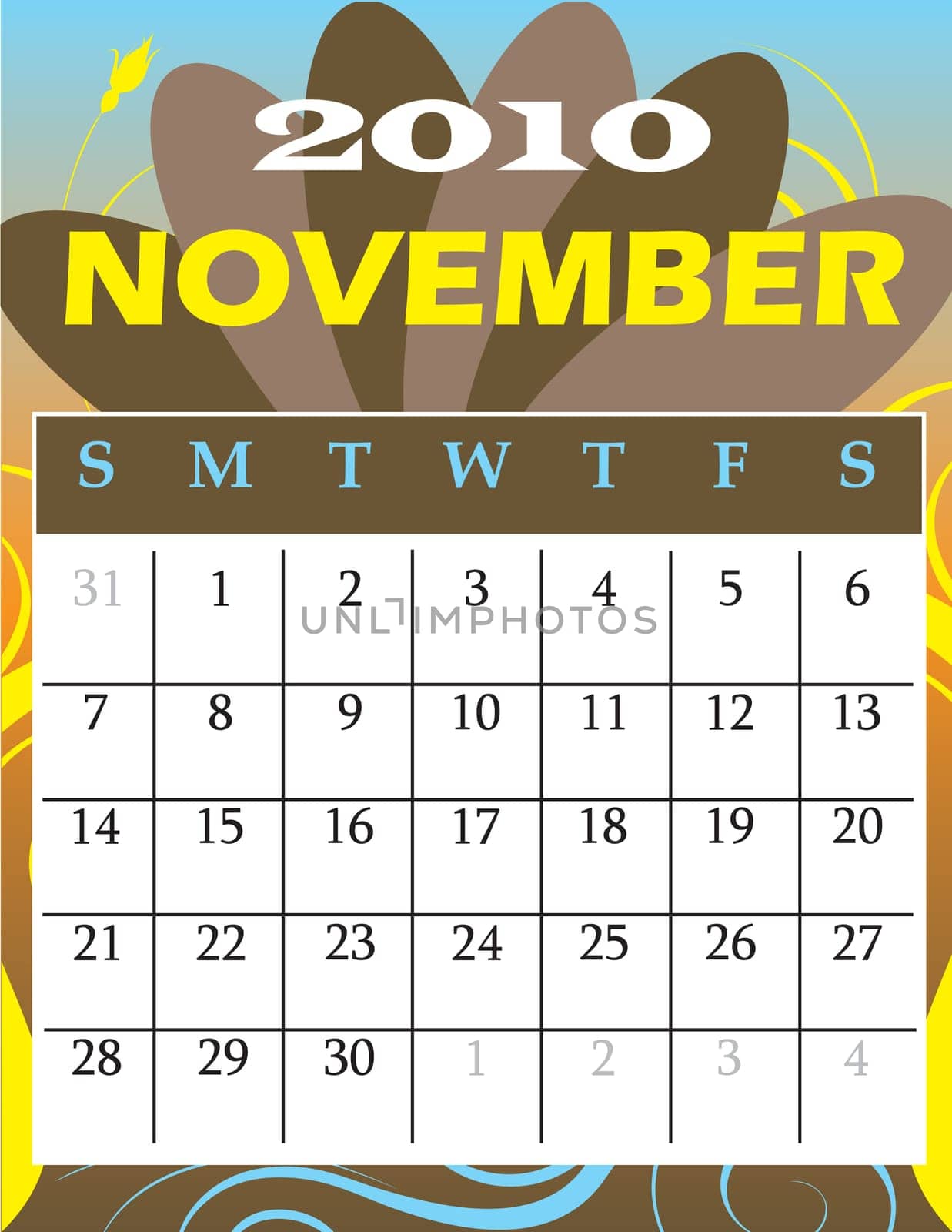 Vector Illustration of 2010 Calendar with a monthly, I have all 12 months designed seperately or all 12 months in a single design.