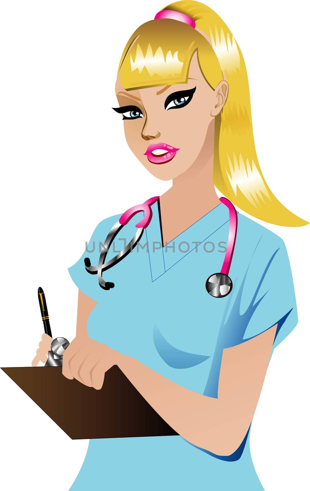 Vector Illustration of a Blond woman Nurse 1.