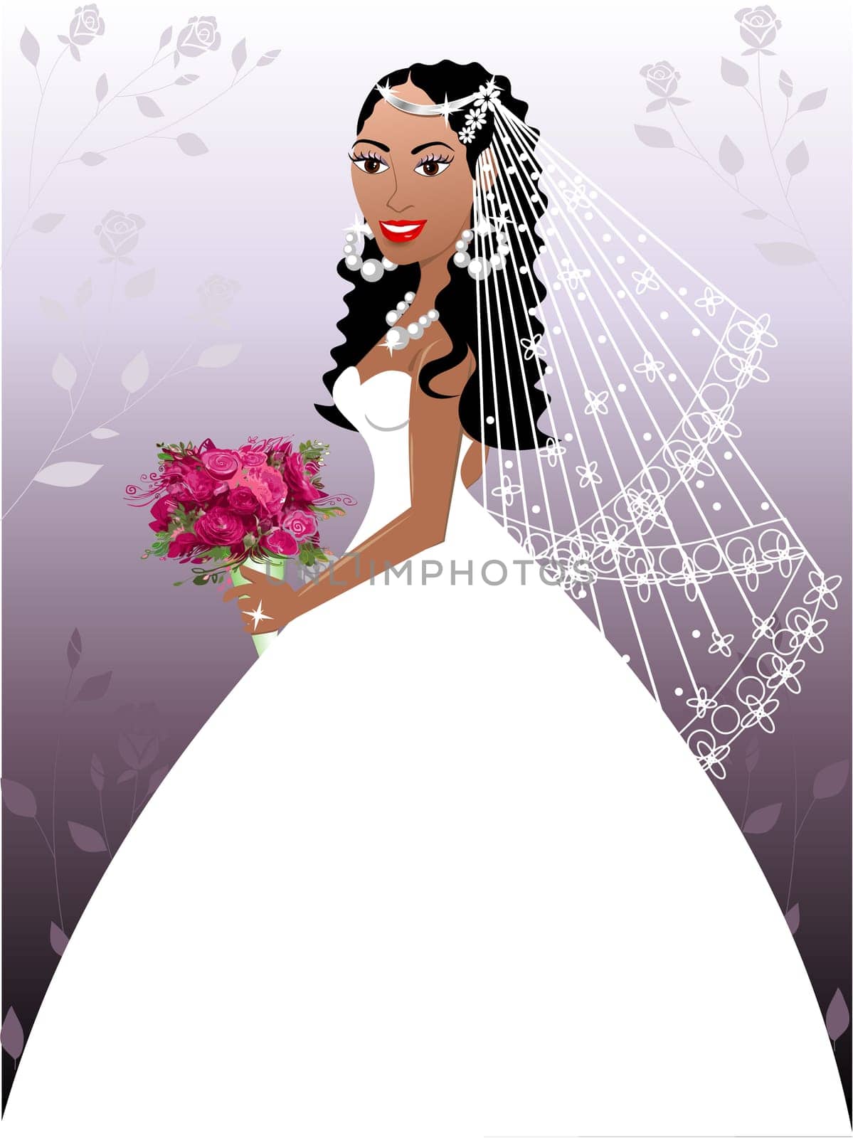 A beautiful biracial woman on her wedding day.