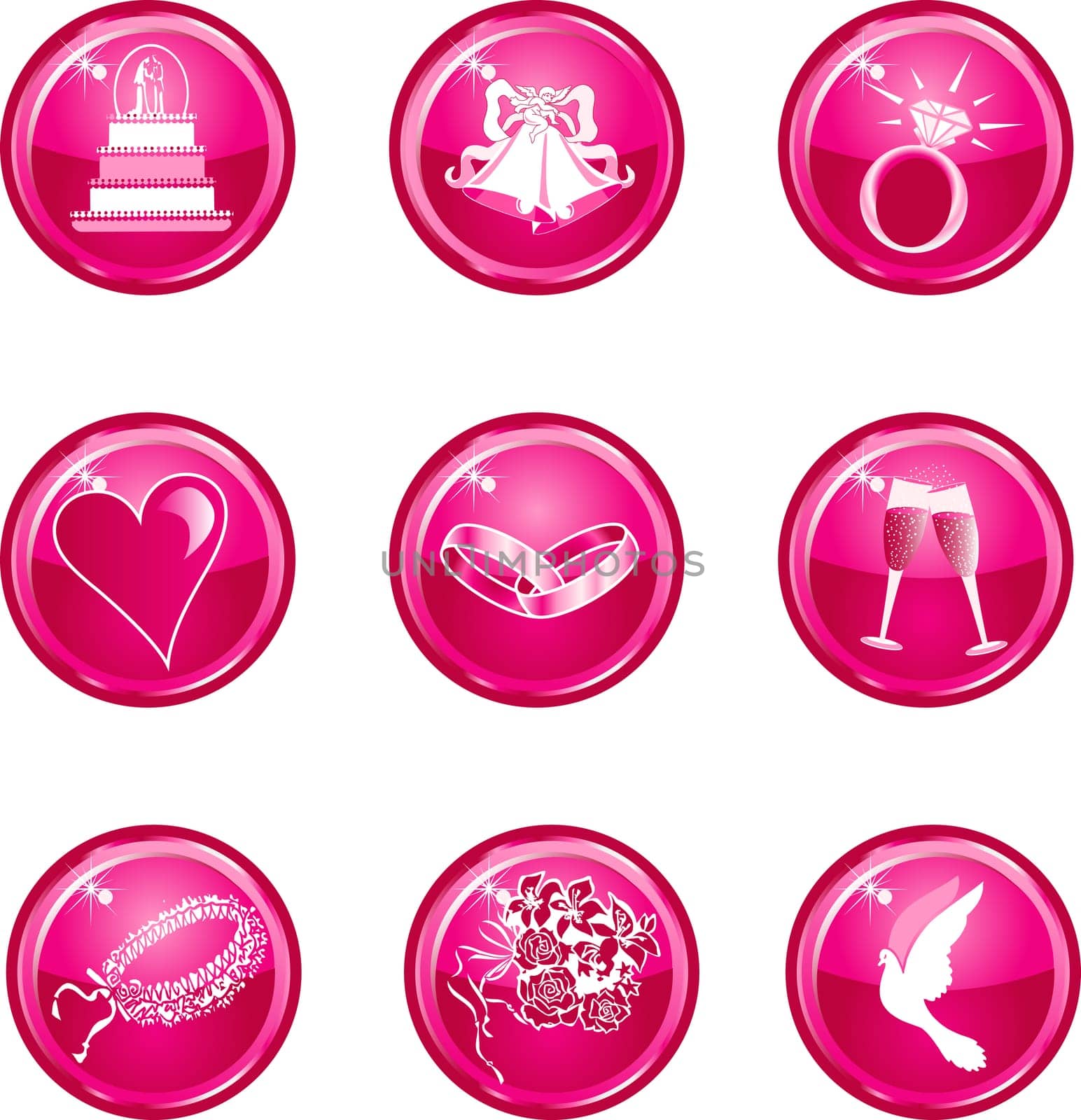 Nine Wedding Icon Buttons
