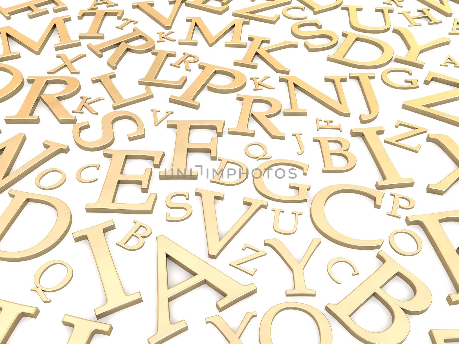 Golden letters background. 3d rendered illustration
