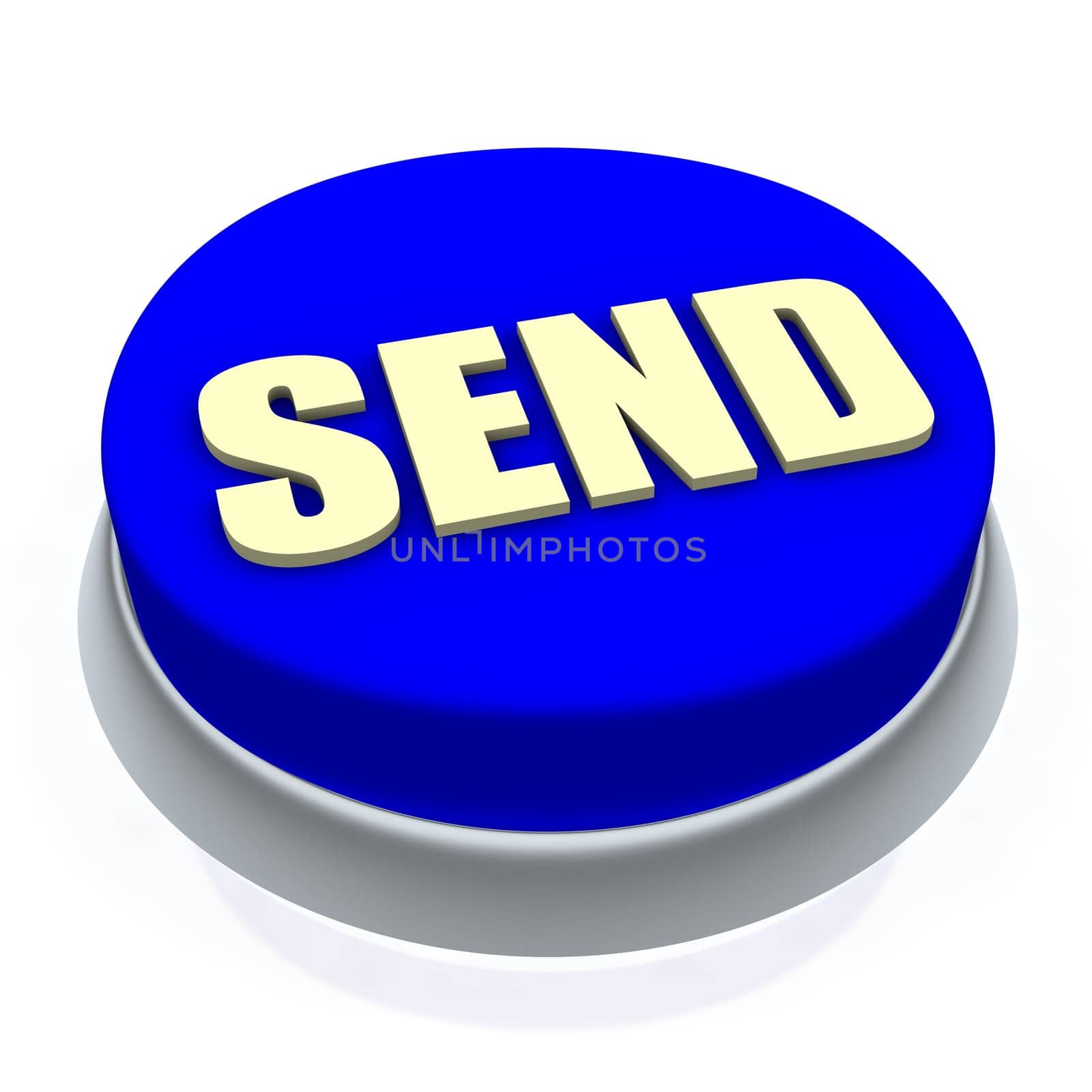 Send round button 3d. Isolated on white.