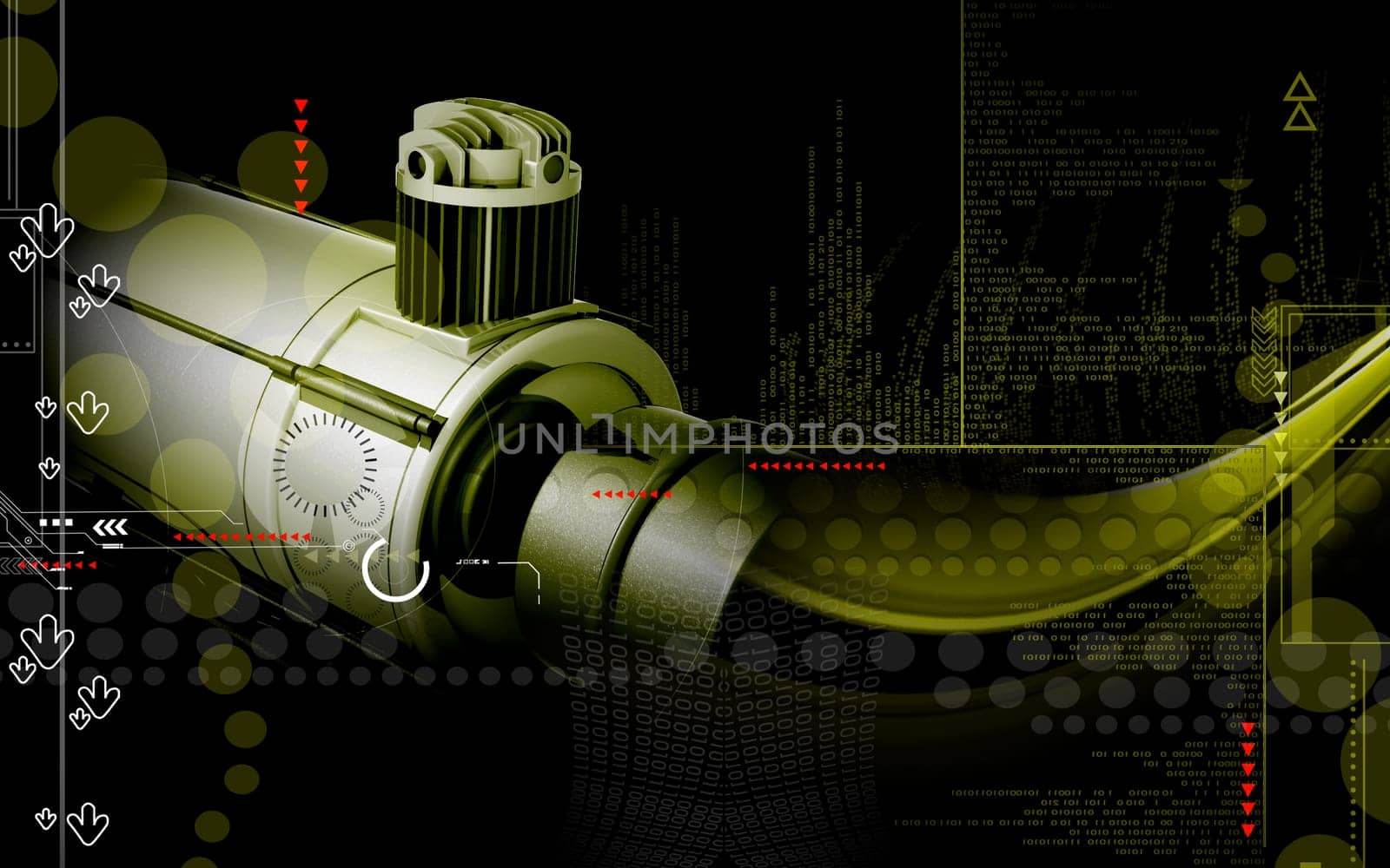 Digital illustration of air compressor in colour background