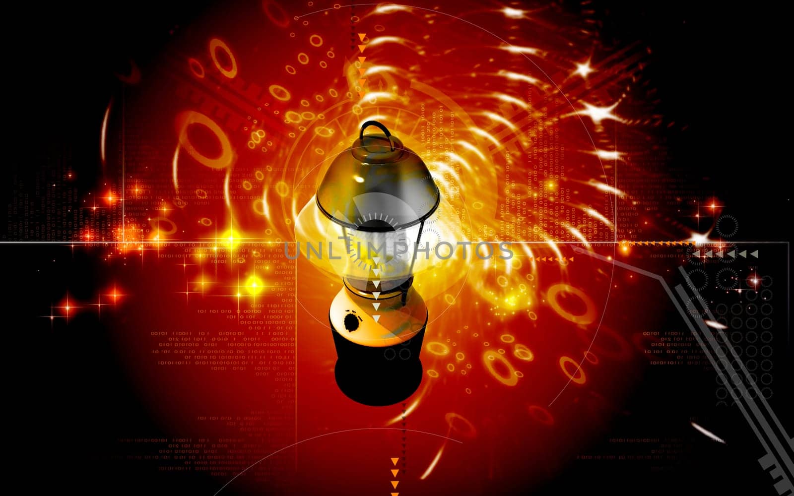 Digital illustration of a Rechargeable floured lantern in colour background