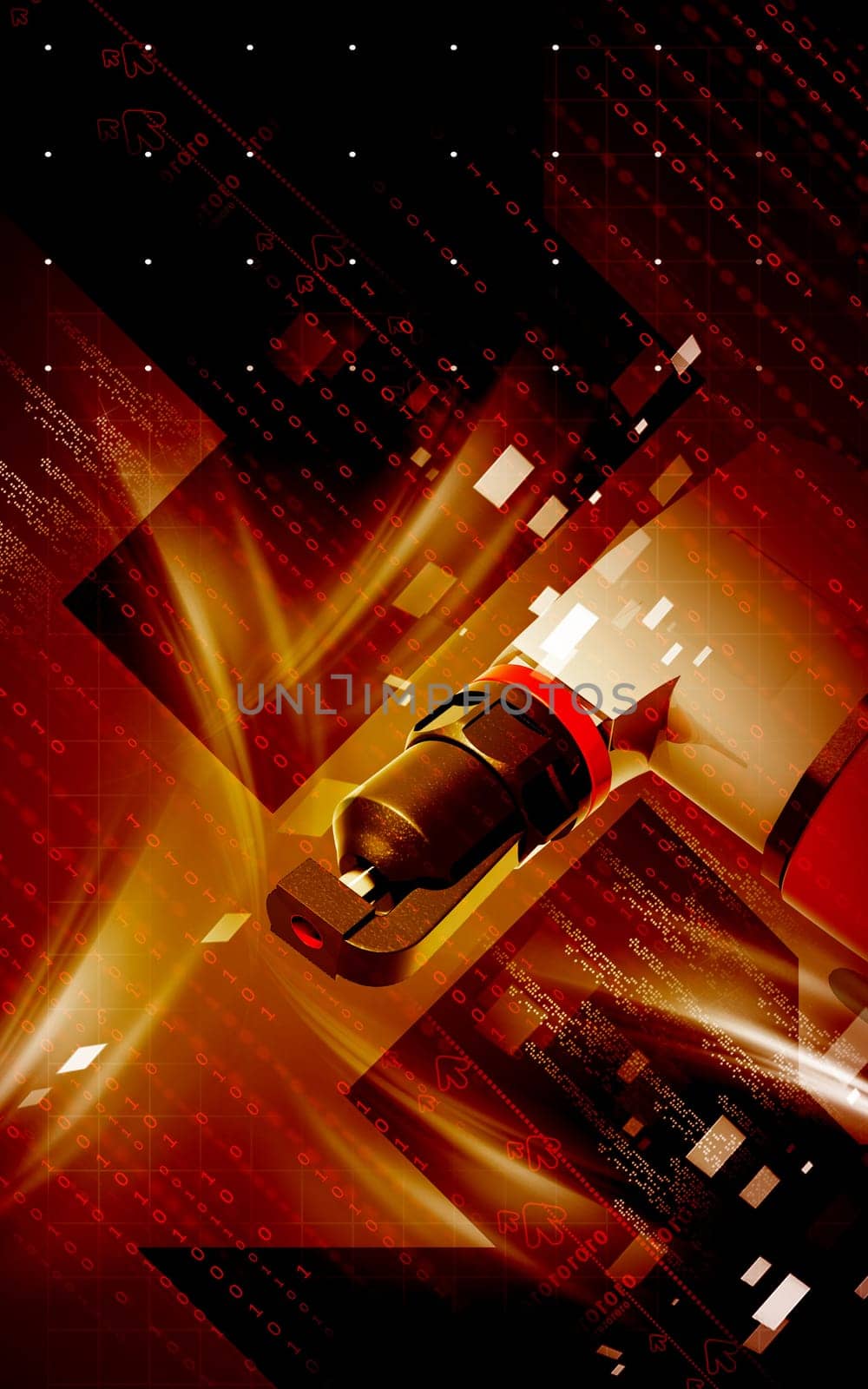 Digital illustration of impact wrench in colour background