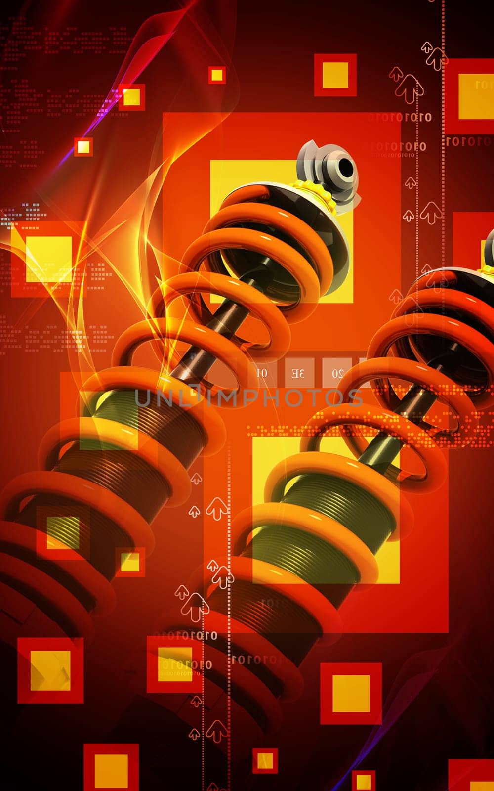 Digital illustration of Shock absorber in colour background
