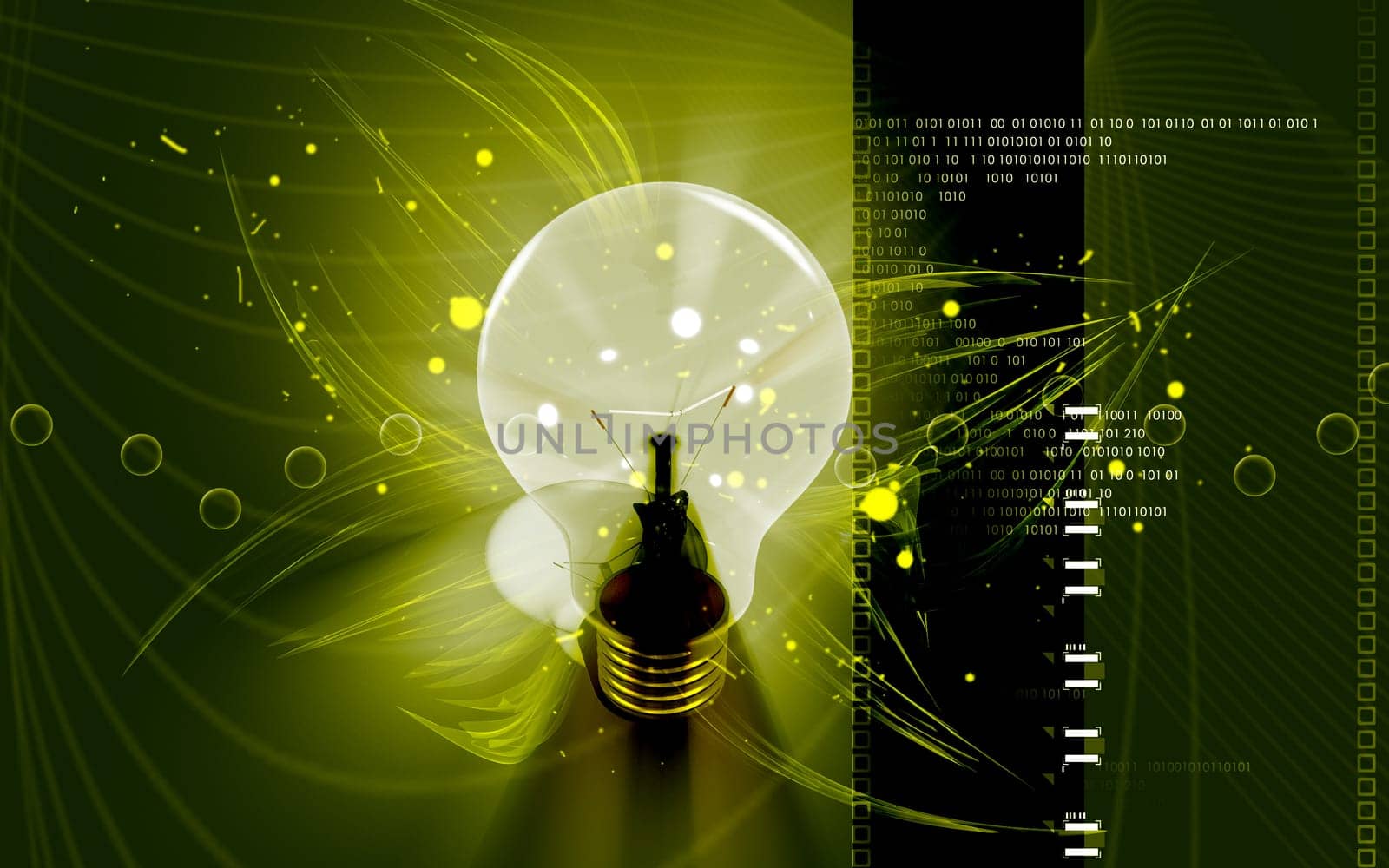 Digital illustration of a bulb in colour background