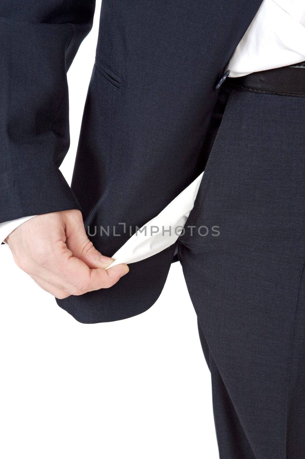 an empty pocket of a ruined executive