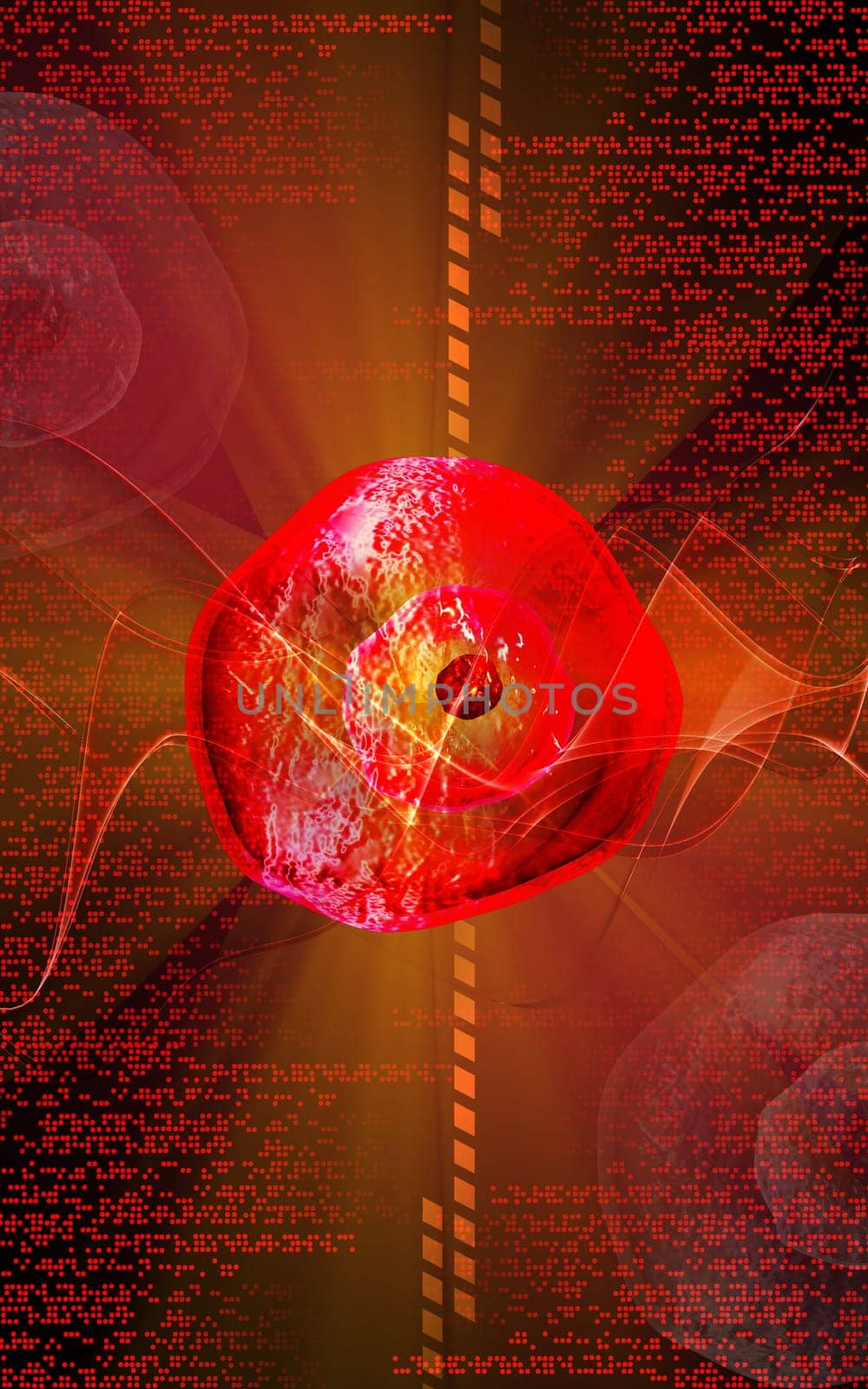 Digital illustration of Ovum cell in colour background