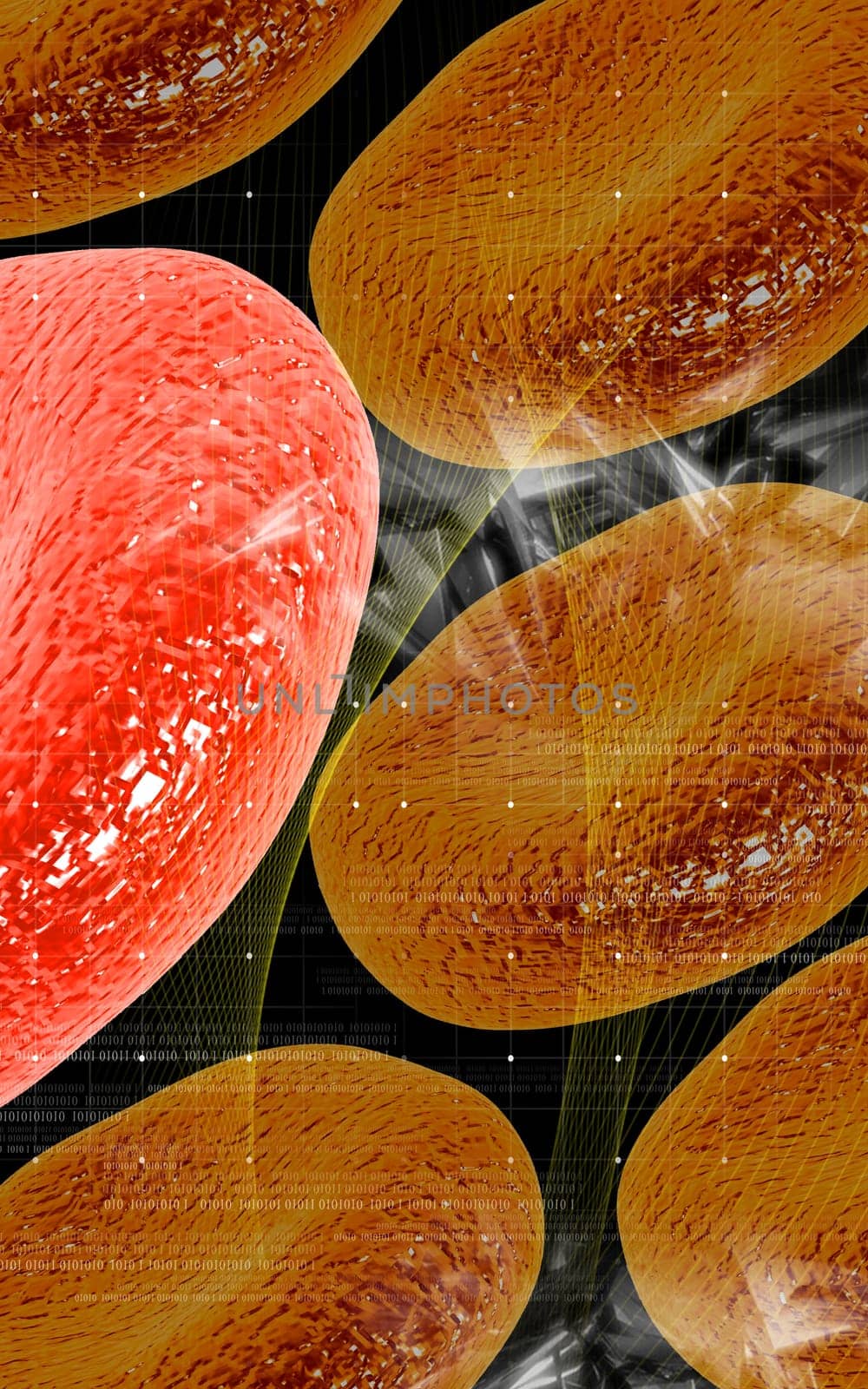 Digital illustration of blood cell in colour background