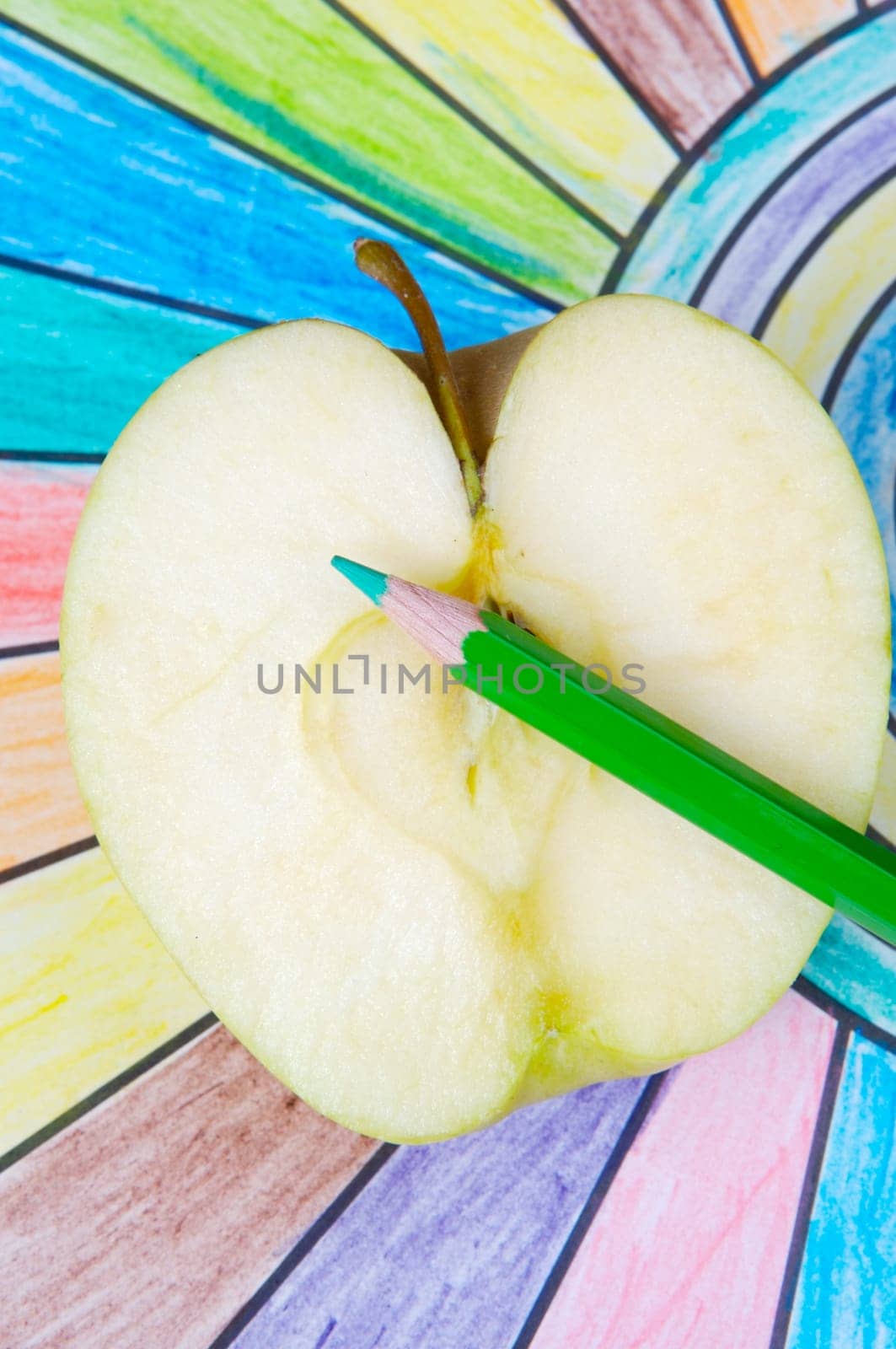 color pencils upon a drawing as a child