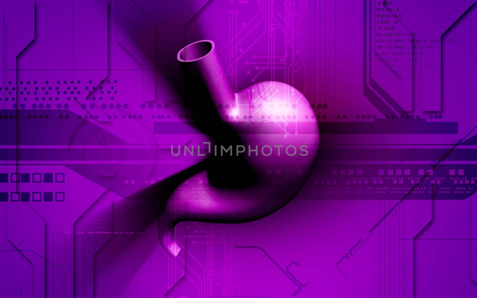 Digital illustration of stomach in colour background