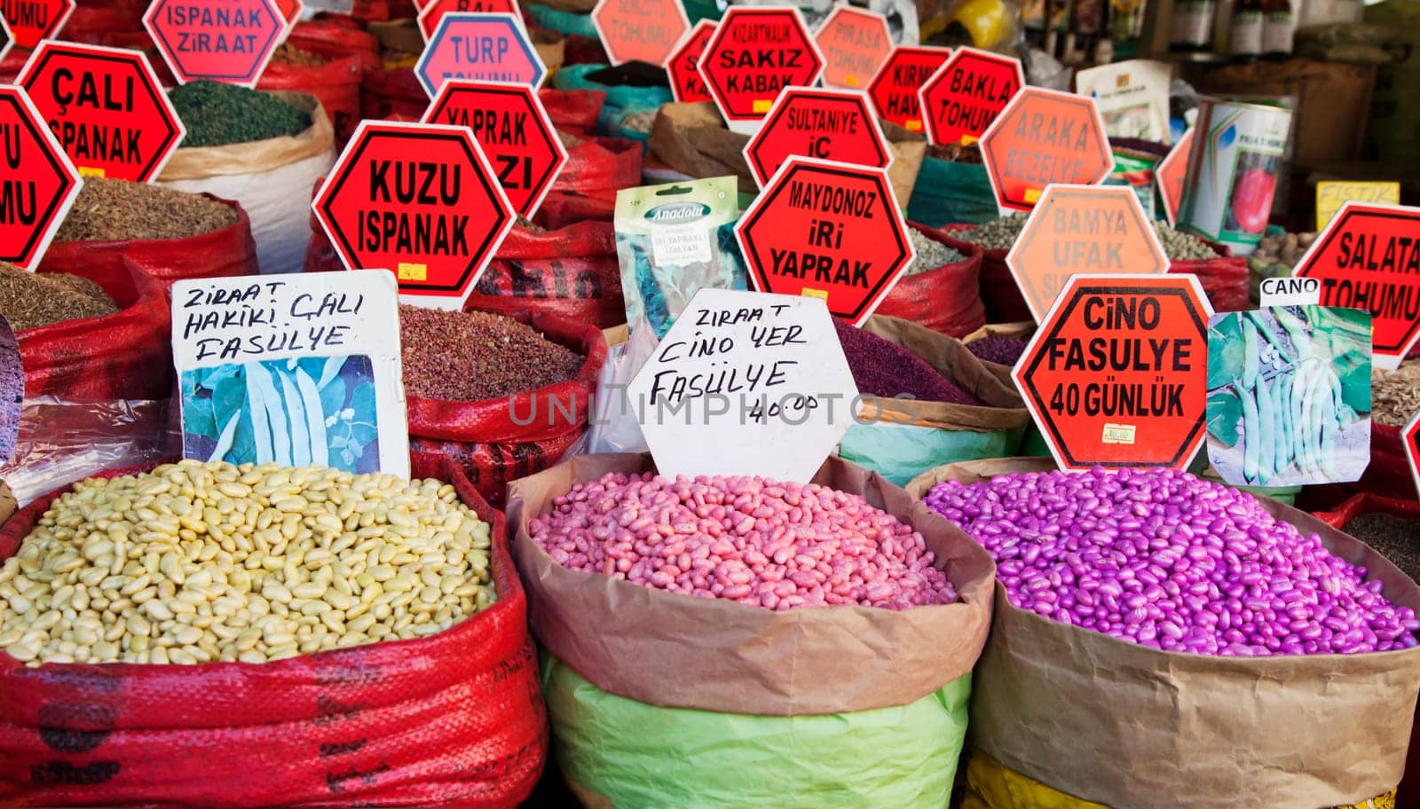 June 2011 Pulses market stall at Great Bazaar Istanbul, Turkey