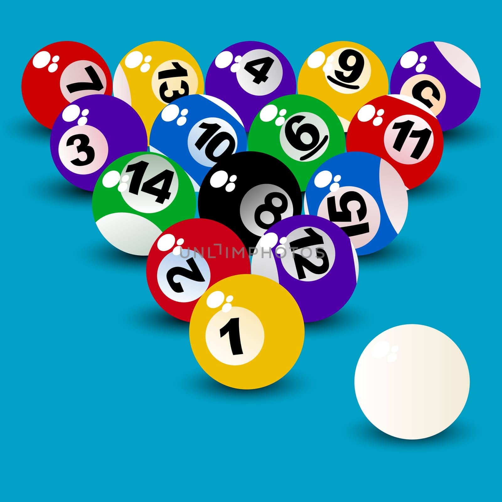 Billiard Ball Set, proper perspective arranged objects
