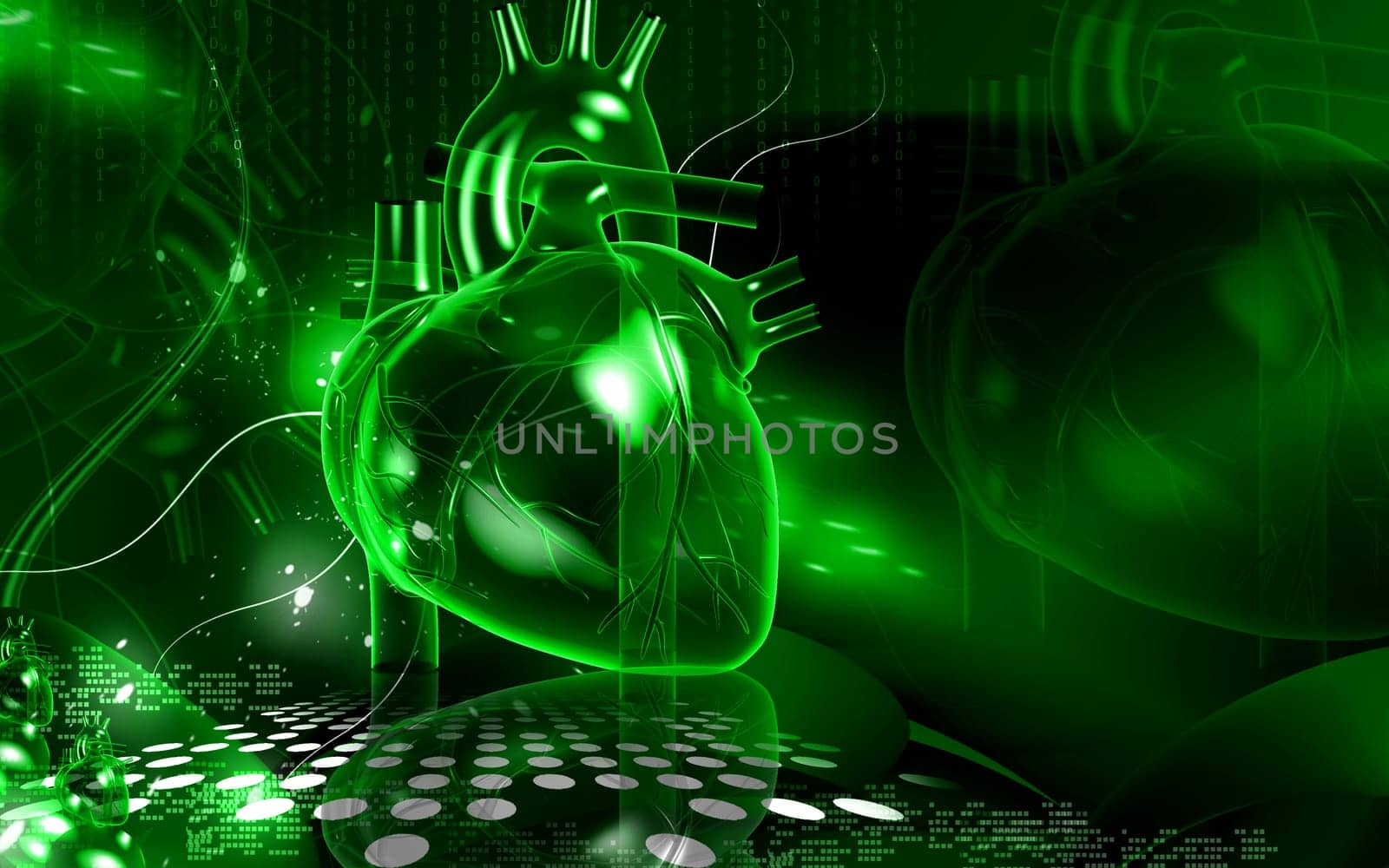 Digital illustration of heart in colour background