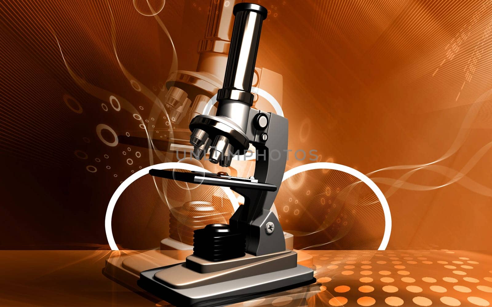 Digital illustration of microscope in colour background