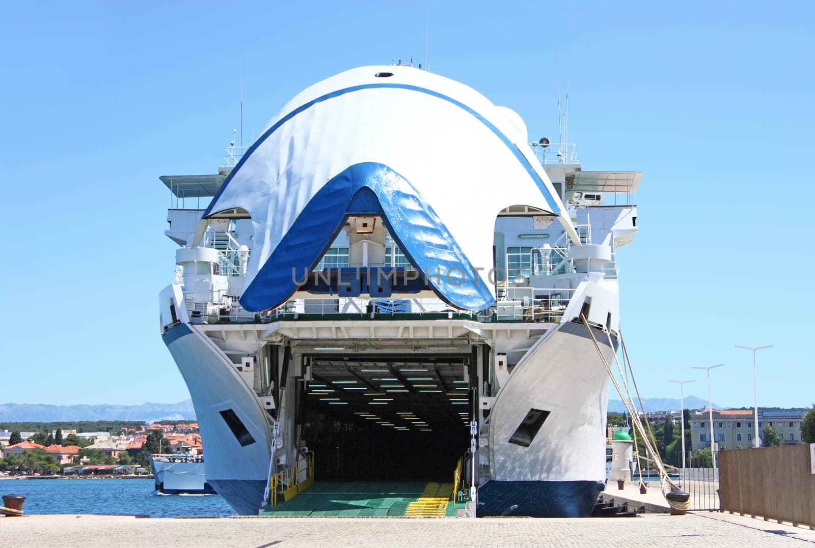 Ferry ready for loading cars and passengers in Zadar harbor, Croatia