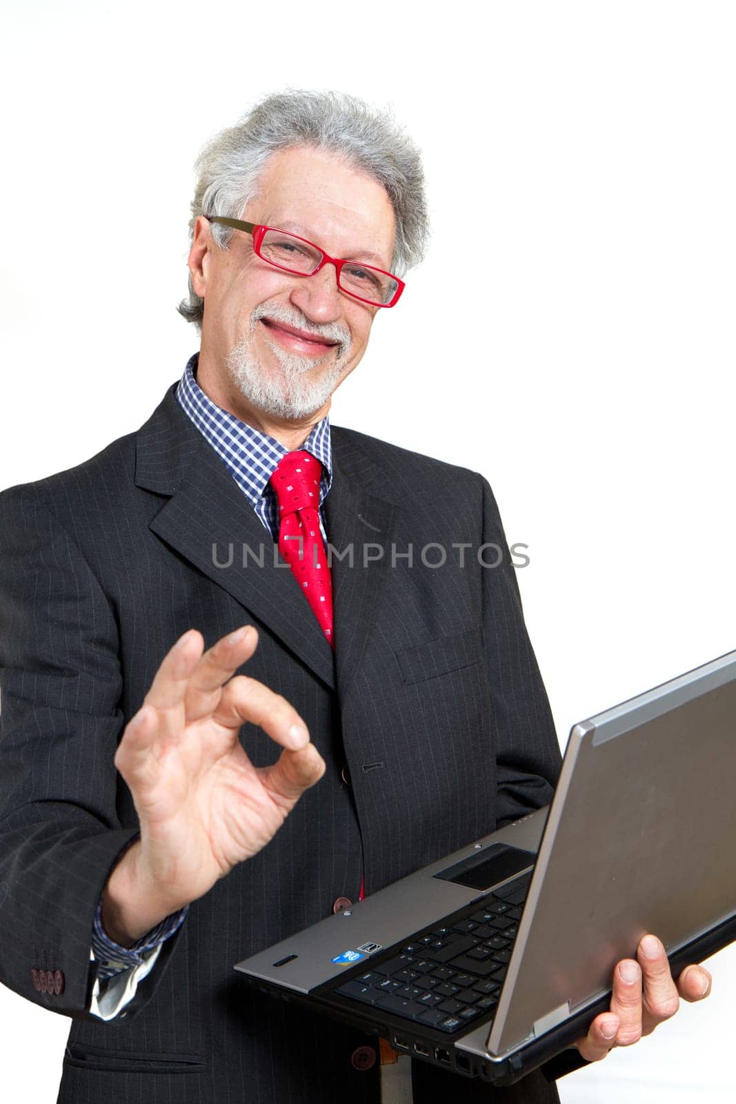happy business man with pc