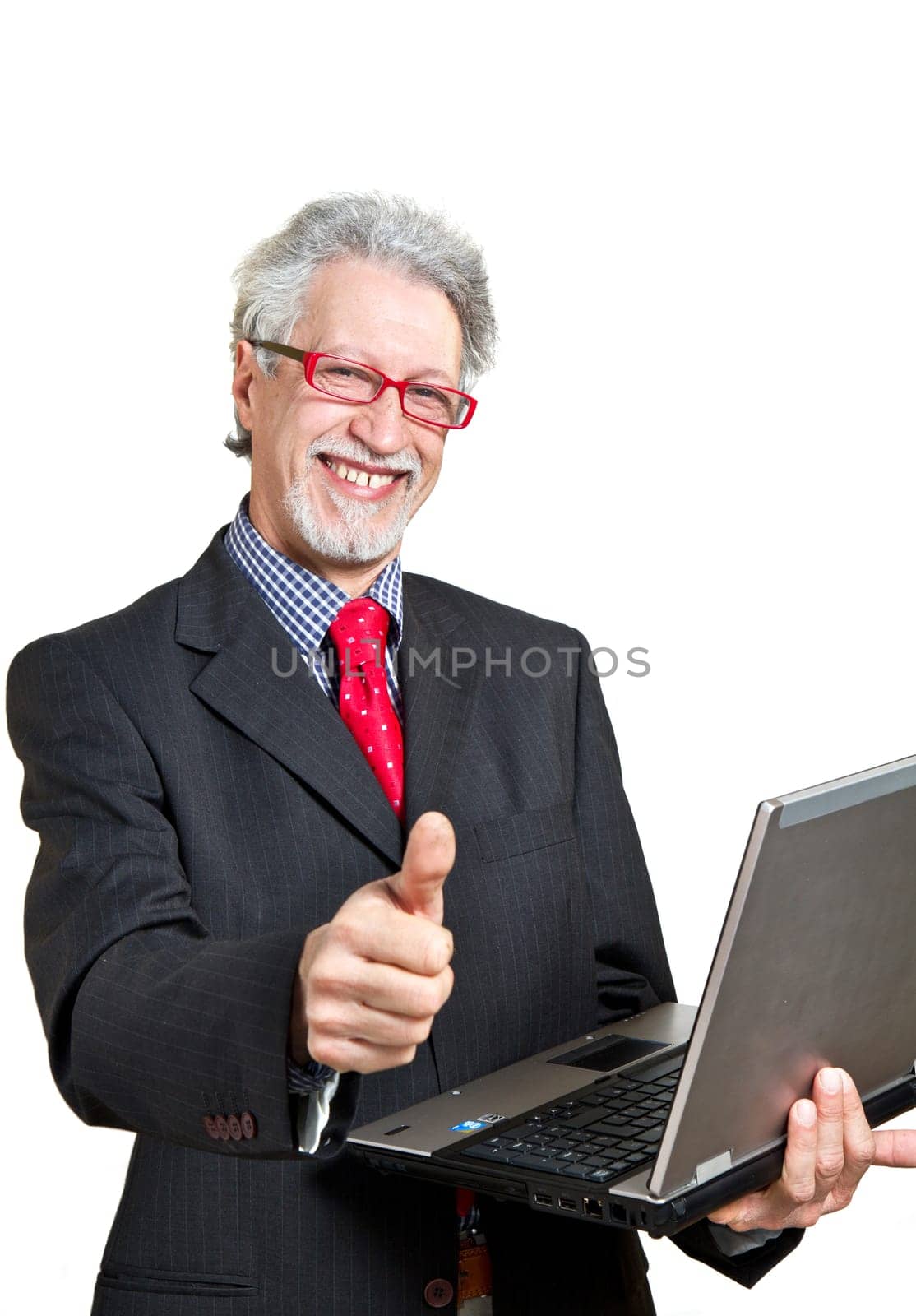 happy business man with pc