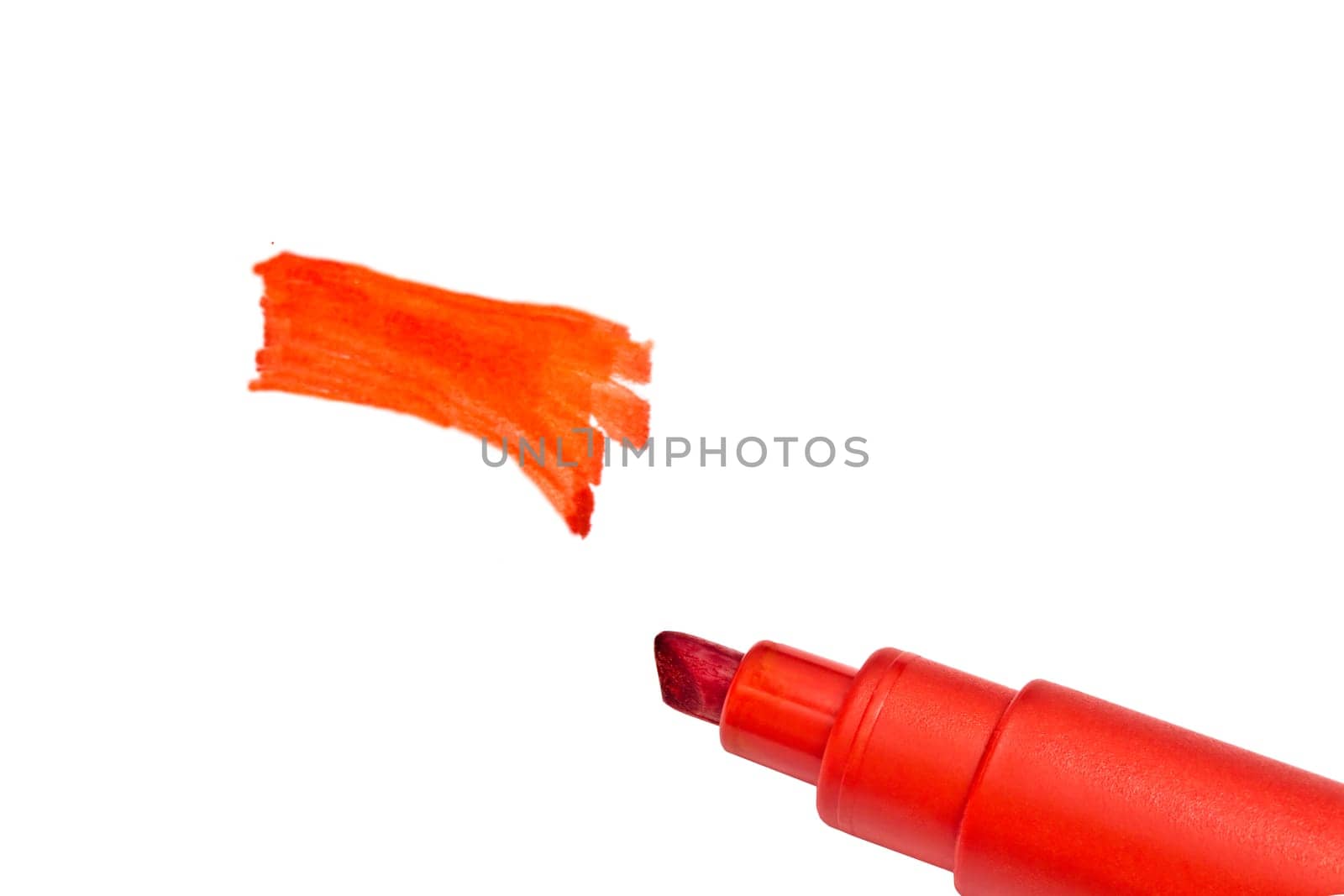 Red highlighter isolated on white background