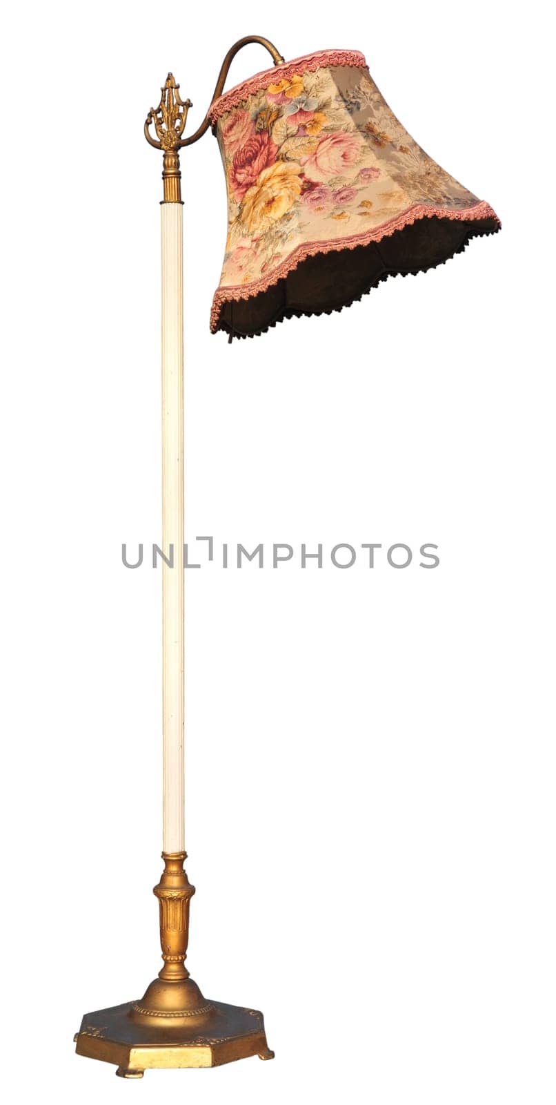 Old floor lamp isolated on white background.