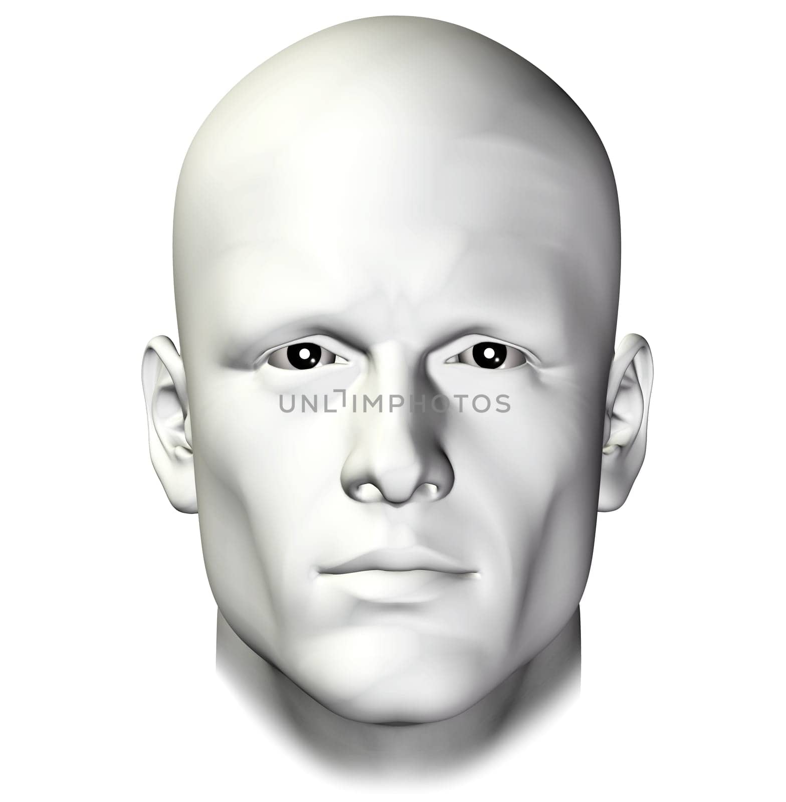 Man portrait on white background. 3d illustration design element.