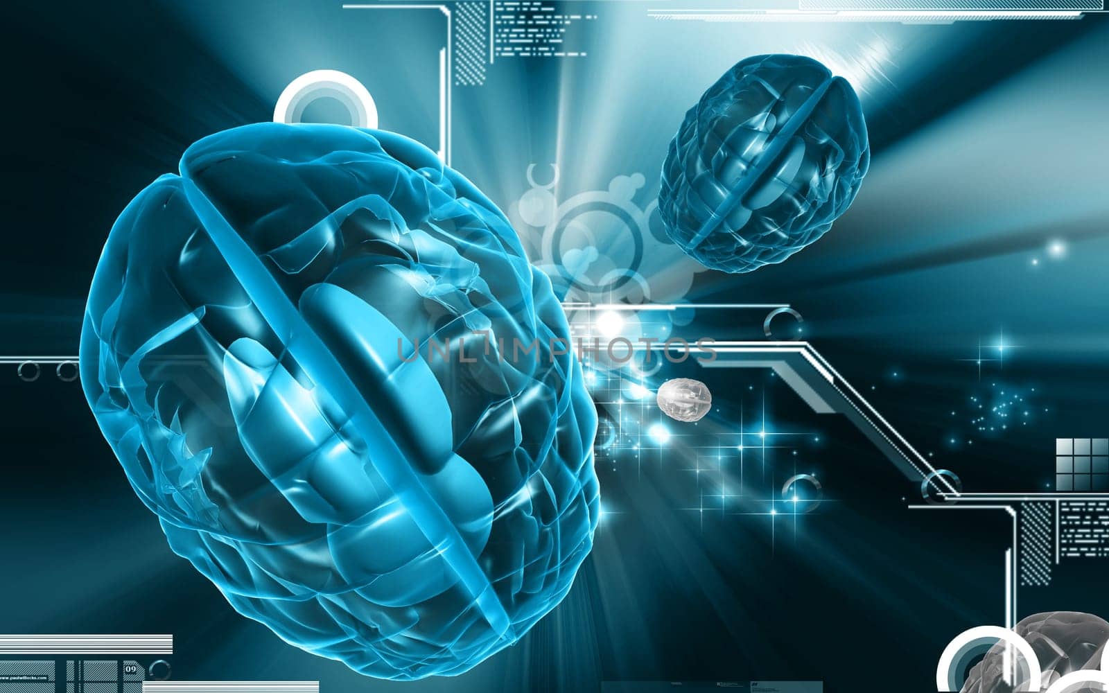 Digital illustration of brain in colour background