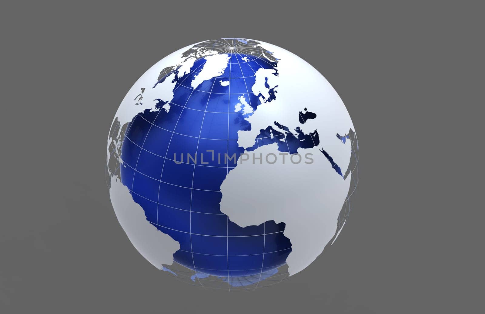 3d blue earth on grey background
