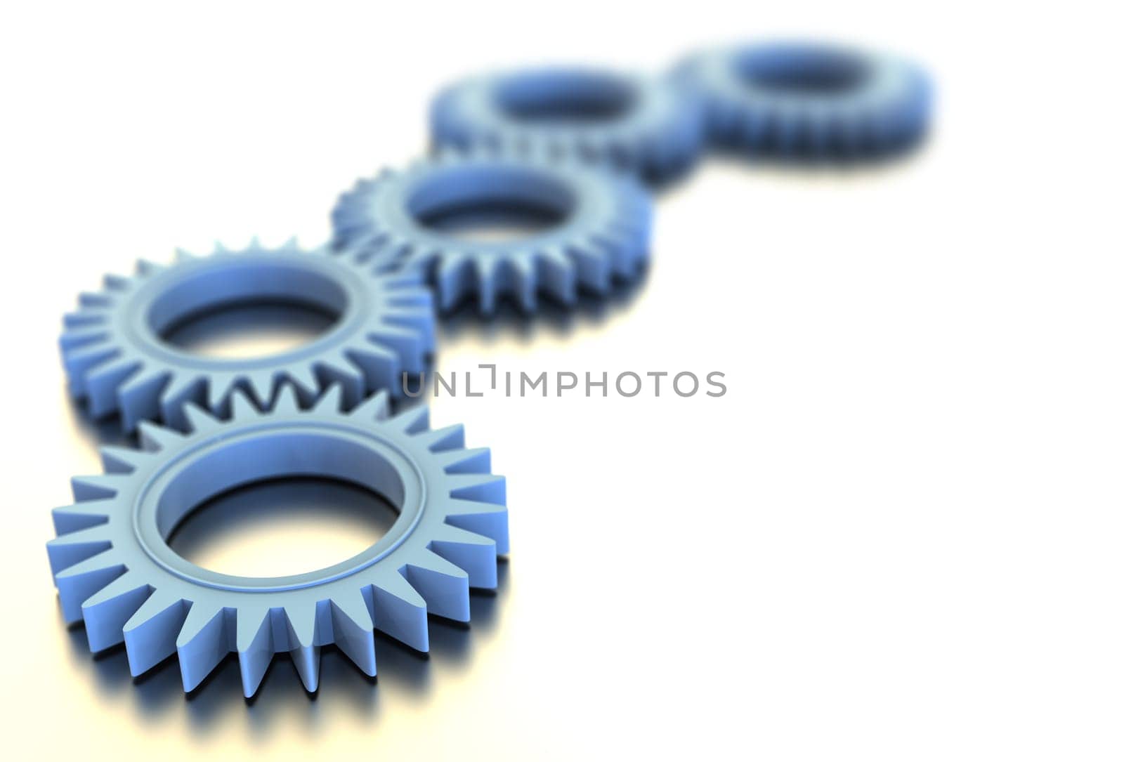 3d blue gears on white background