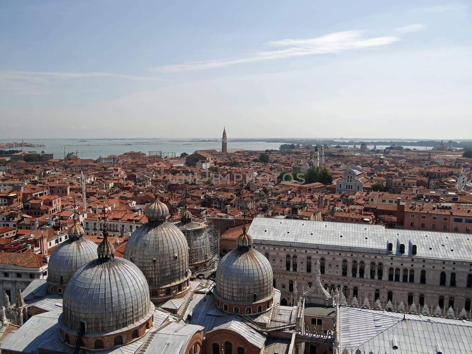 aerial view from Campanile&#039 s tower on St mark tower